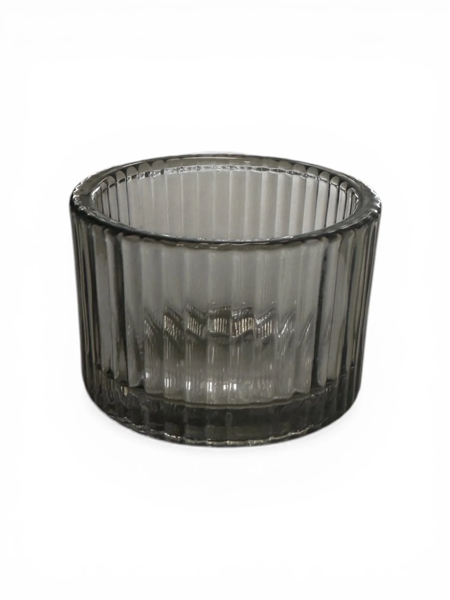 LIGHT GREY RIBBED TEALIGHT VOTIVE
$1.00 each, includes candle