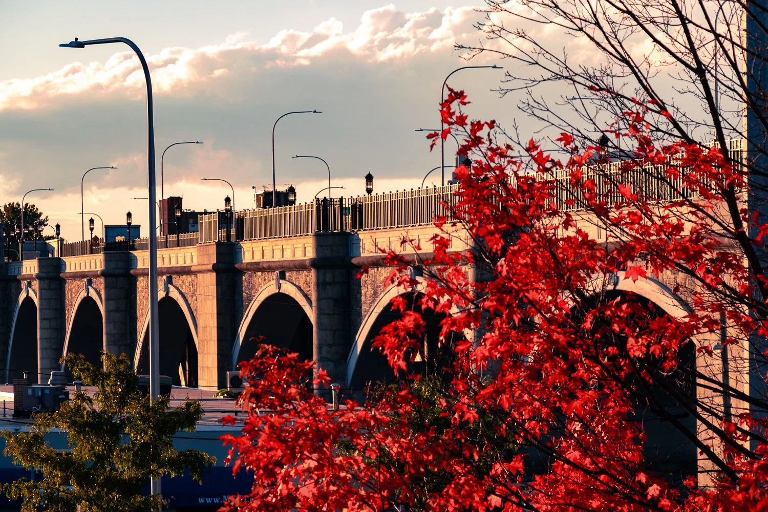 Washington bridge in Providence Rhode Island in Autumn