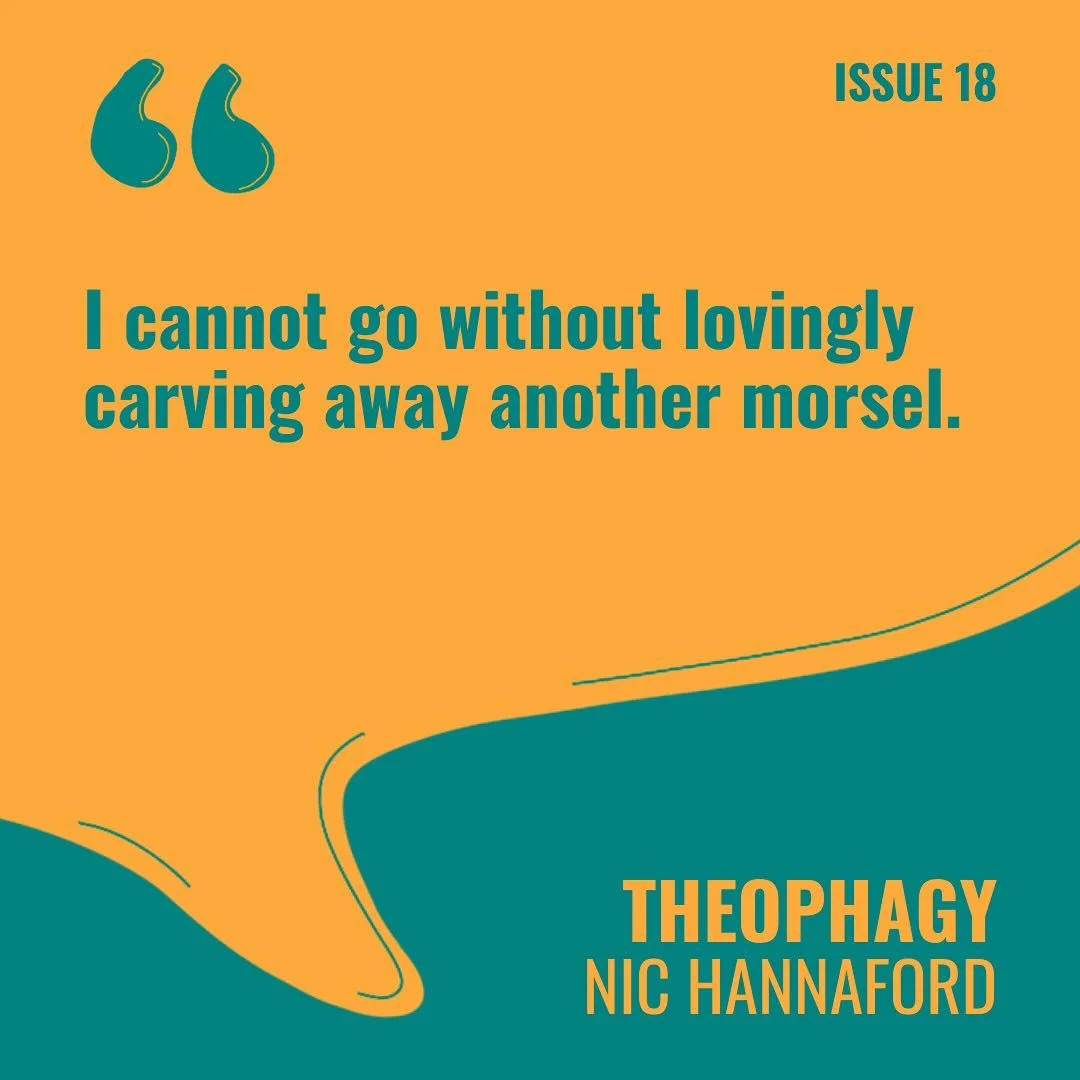 Sneak peek from Issue 18 - &ldquo;Theophagy&rdquo; by Nic Hannaford!! 🤤🍴

Only a few more days until Making Public; how crazy!! Come see Nic Hannaford&rsquo;s work, and much more, on Tuesday night at 7 pm in Stretansky Hall!!

#sanctuary #thesanctu
