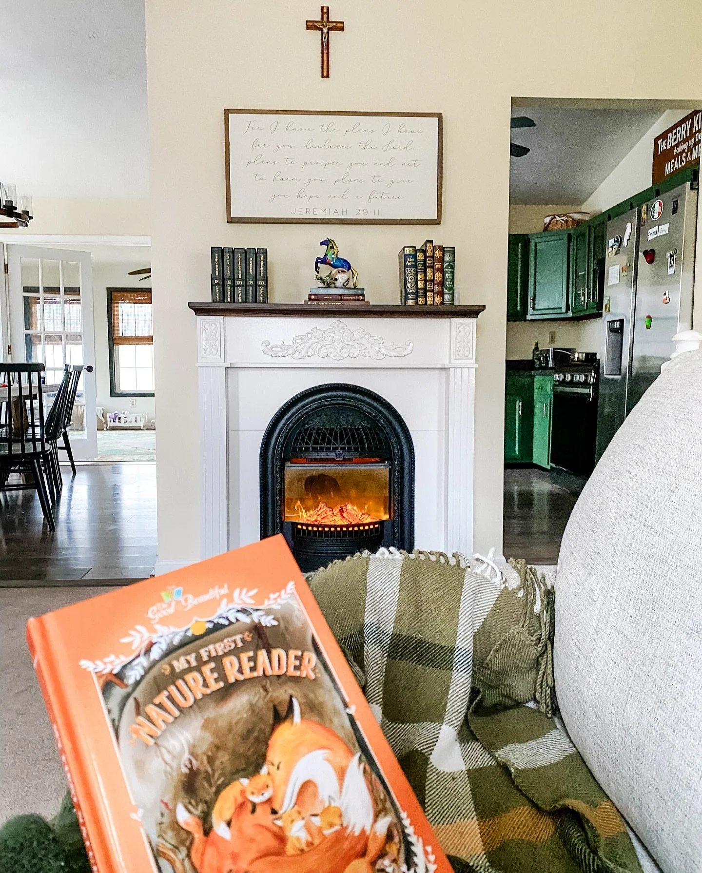 So grateful for homeschooling on cold rainy days like today. 

Cuddled up on the sofa in front of the warm fireplace and listening to my daughter read 📖