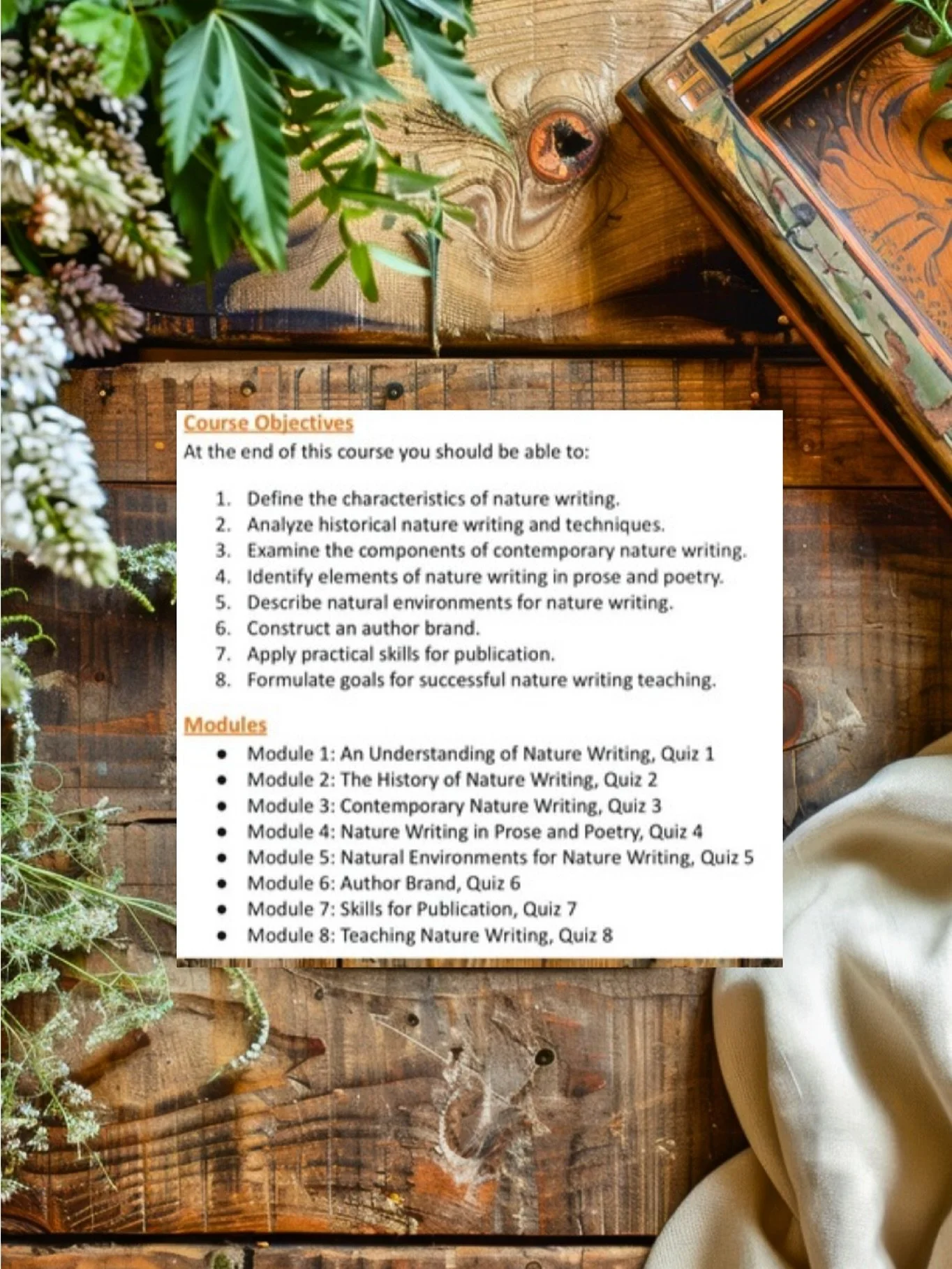 Nature writing is a literary genre that blends the natural environment and scientific observation with personal reflection and creative expression. 

I designed The Elements of Nature Writing course for Idaho State University to share a passion of na