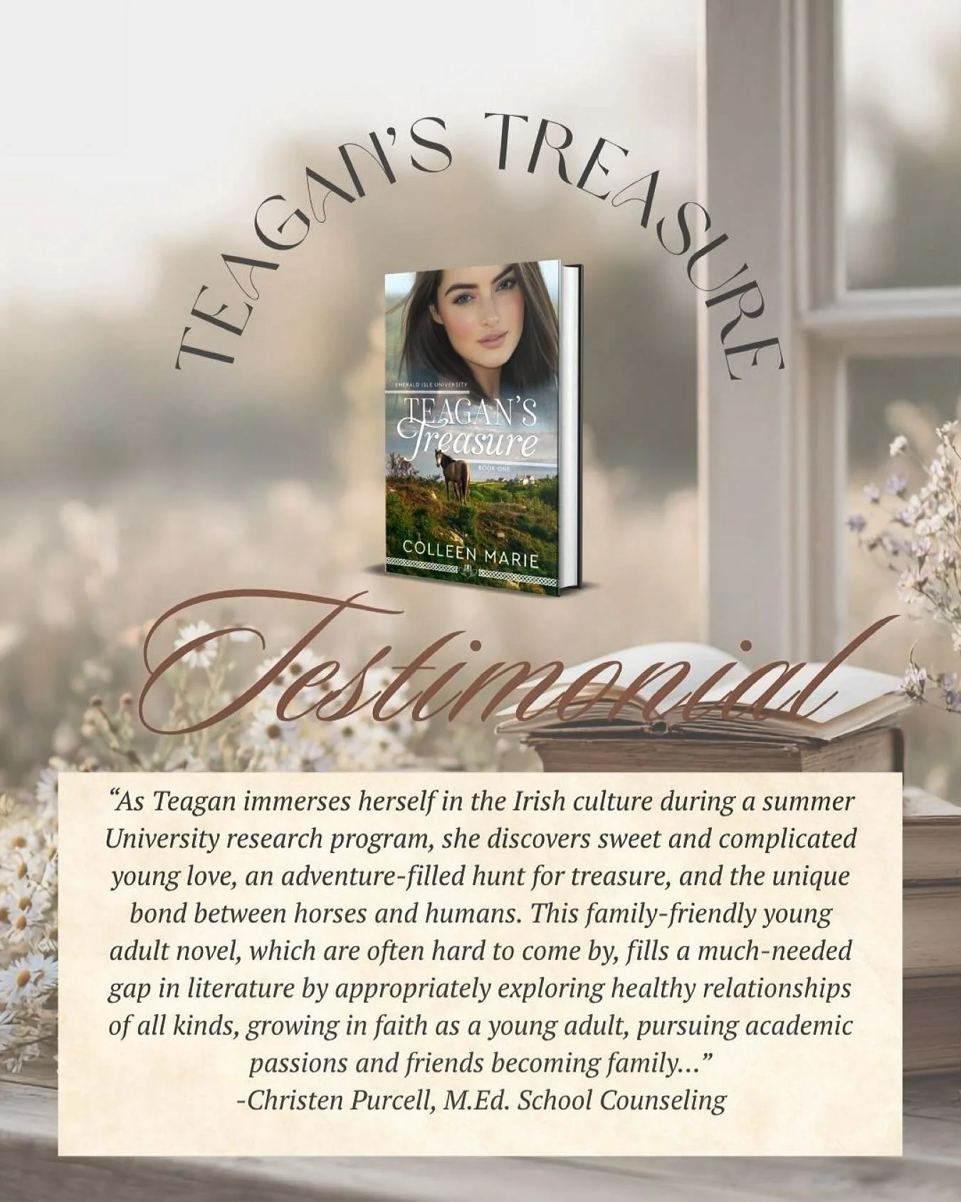 &ldquo;As Teagan immerses herself in the Irish culture during a summer University research program, she discovers sweet and complicated young love, an adventure-filled hunt for treasure, and the unique bond between horses and humans. This family-frie