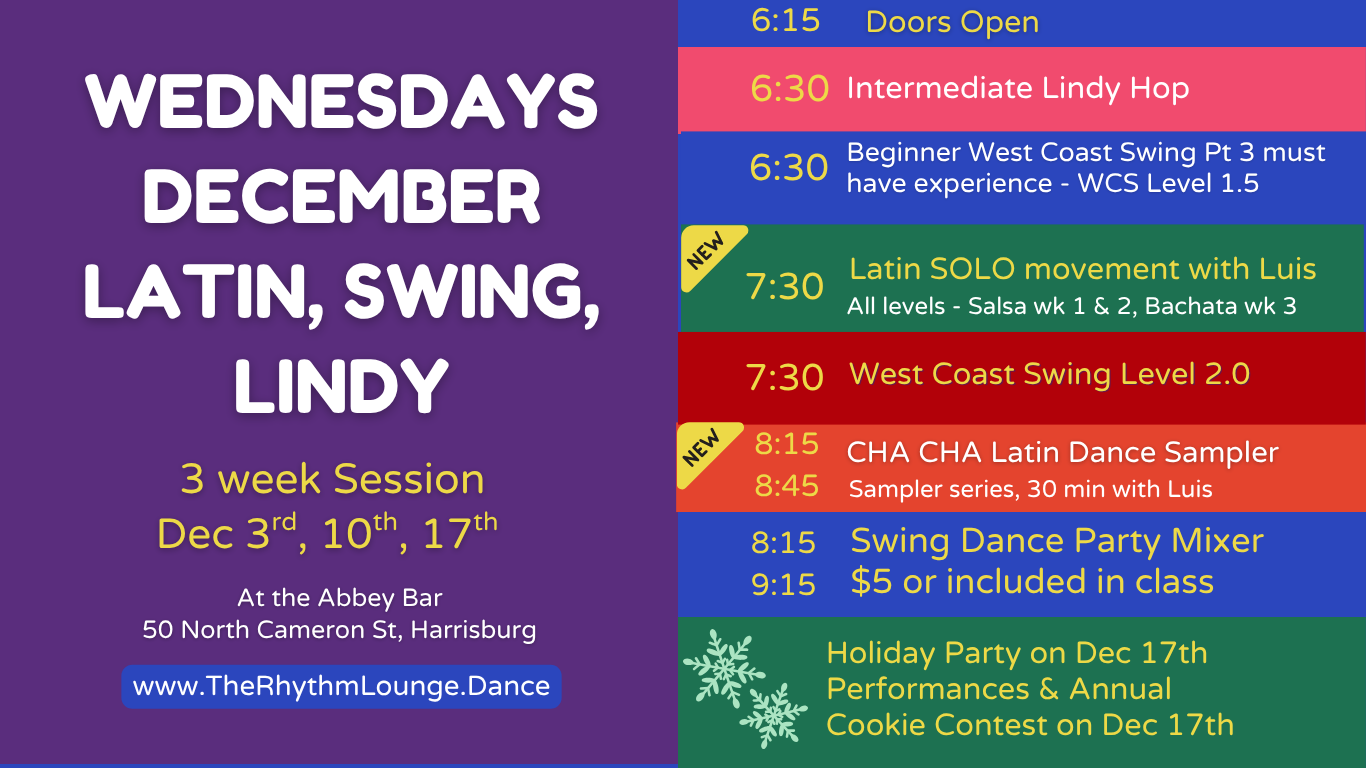 Holiday Sampler Series:Lindy, West Coast, Latin, Solo — The Rhythm Lounge
