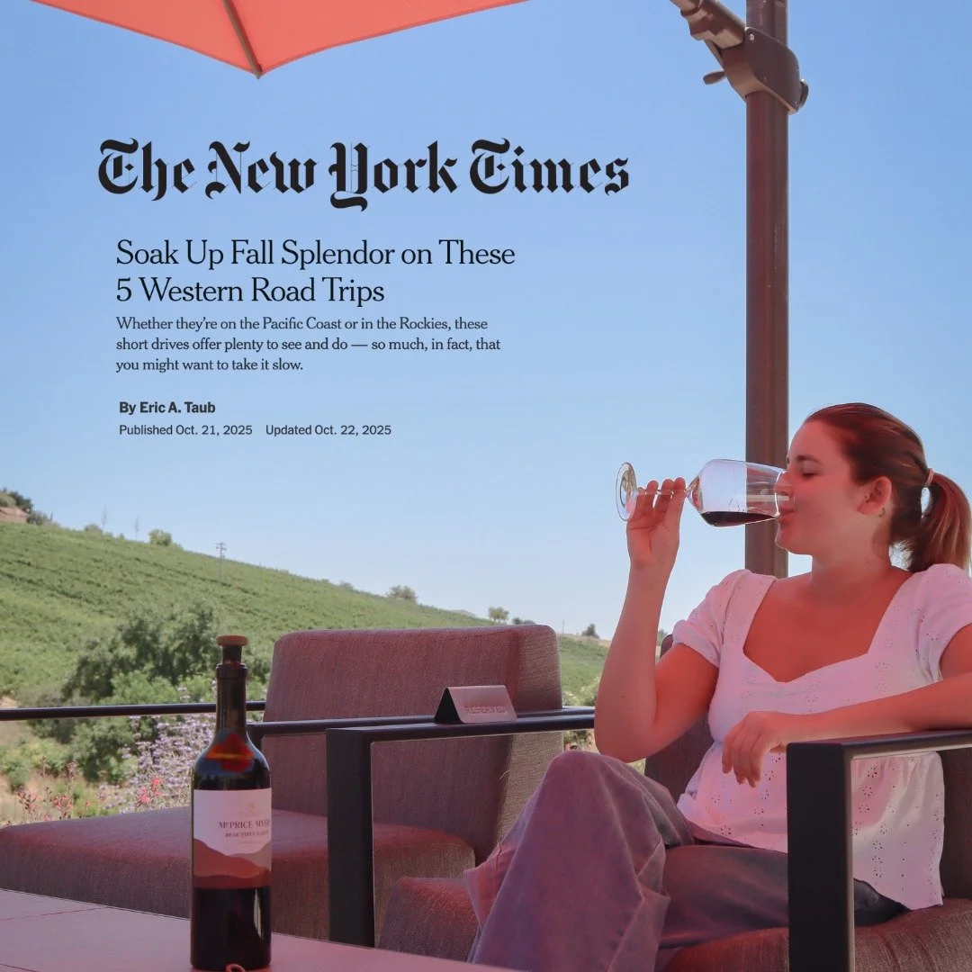 We’re excited to share that we were featured in The New York Times Travel section as part of the story, “Soak Up Fall Splendor on These 5 Western Road Trips.”
Paso Robles was highlighted as a must-visit destination for fall travele