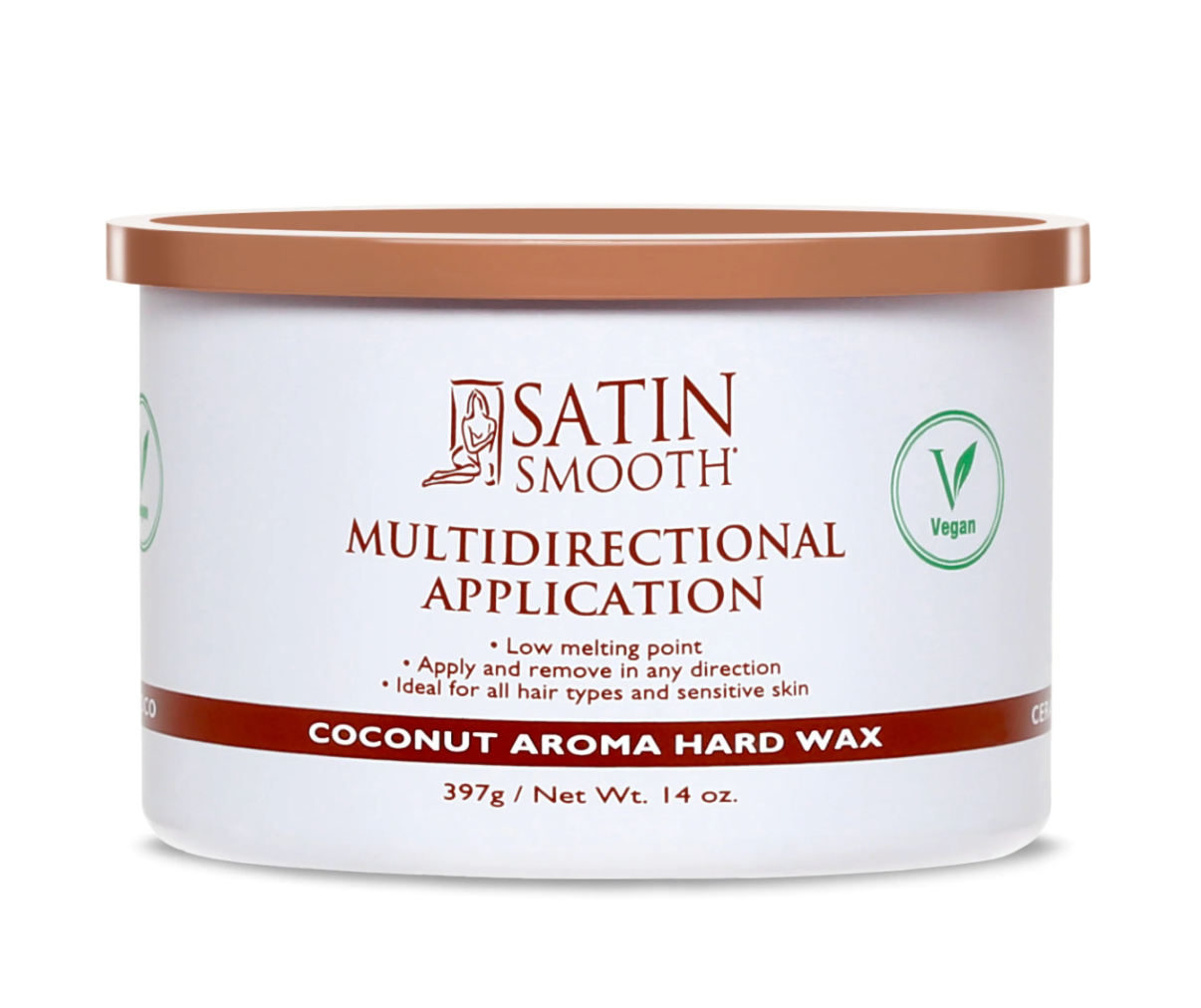 Satin Smooth Coconut Aroma Hard Wax ƒ 14 oz Multidirectional, Vegan Formula.png