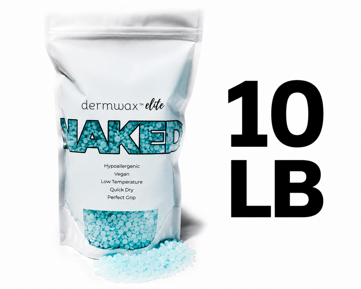 10LB Dermwax Elite NAKED Sparkle Blue Hard Wax Beads