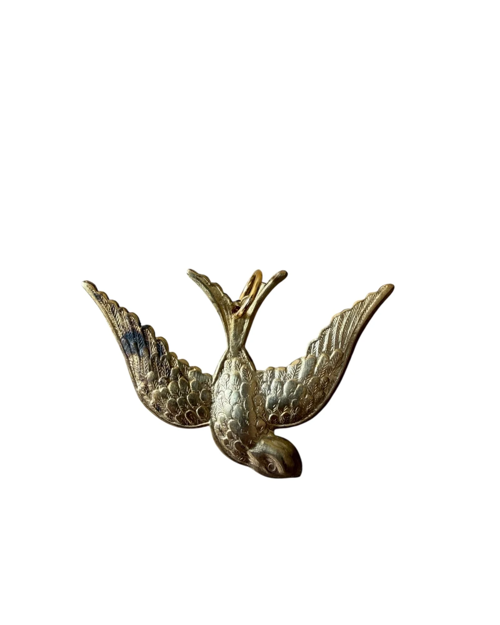 Vintage Flying Swallow Brass Charm