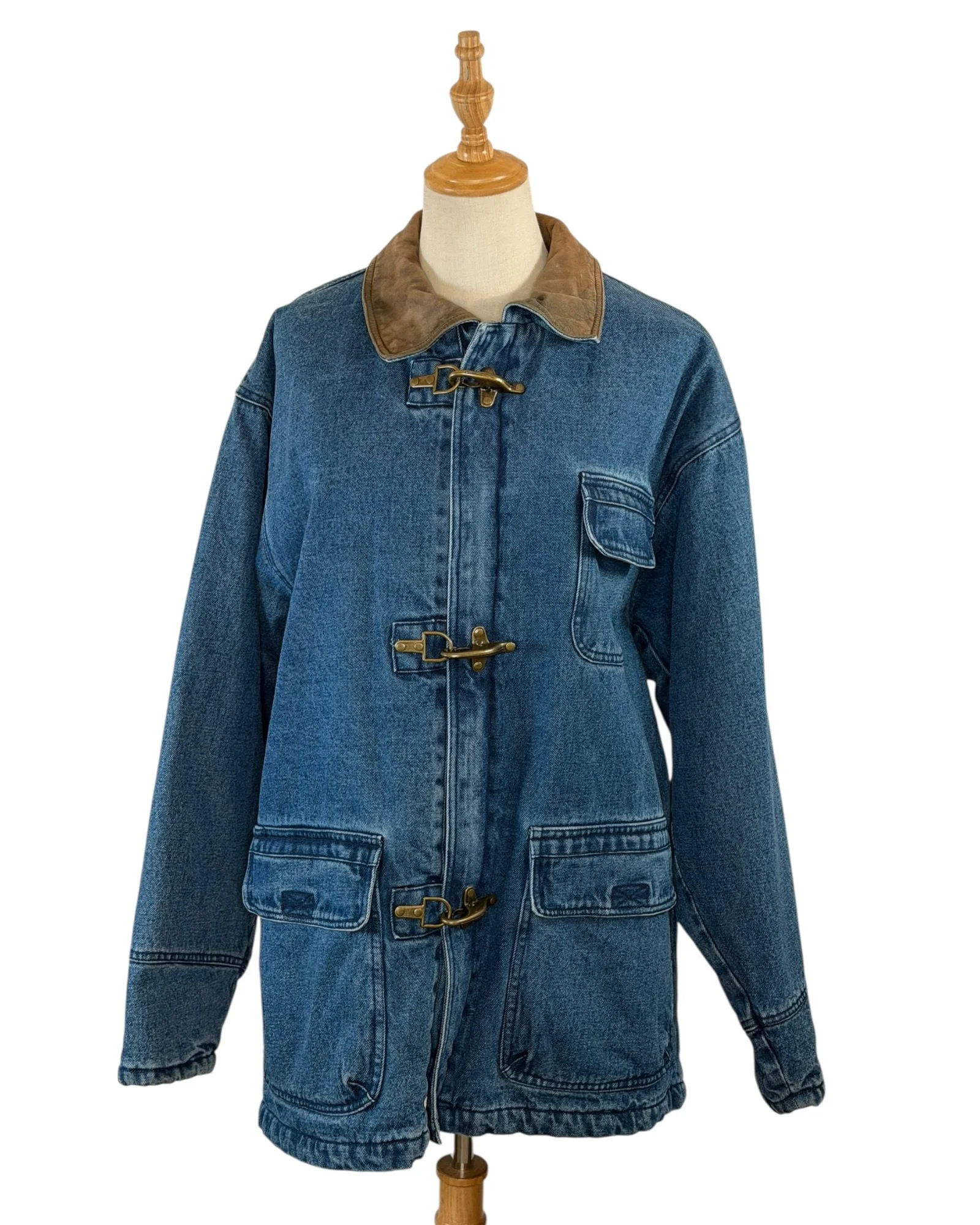 Vintage 80s/90s Eagles Ridge Flannel Lined Denim Fireman Chore Coat