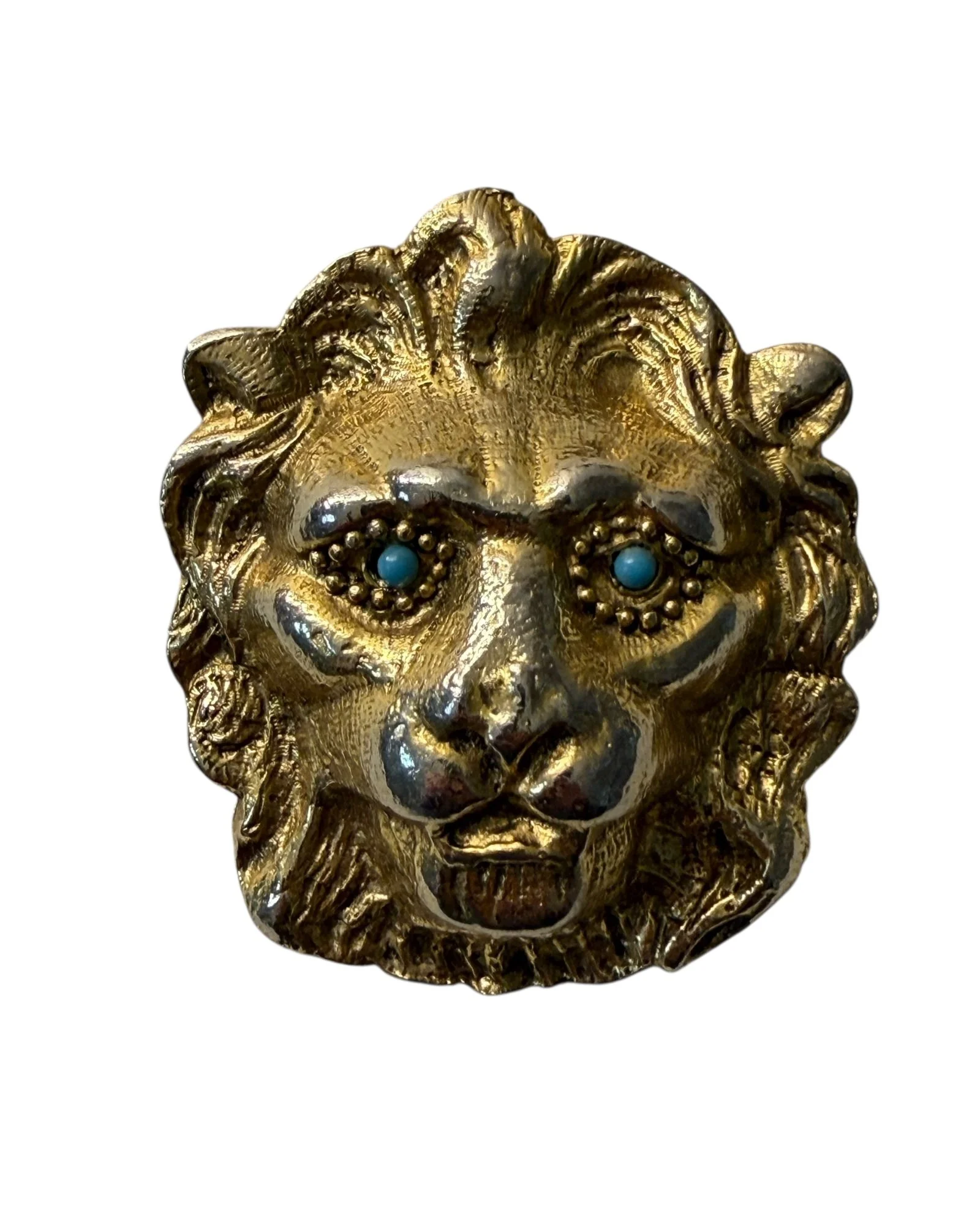 Vintage Gold Toned Lion Head Brooch