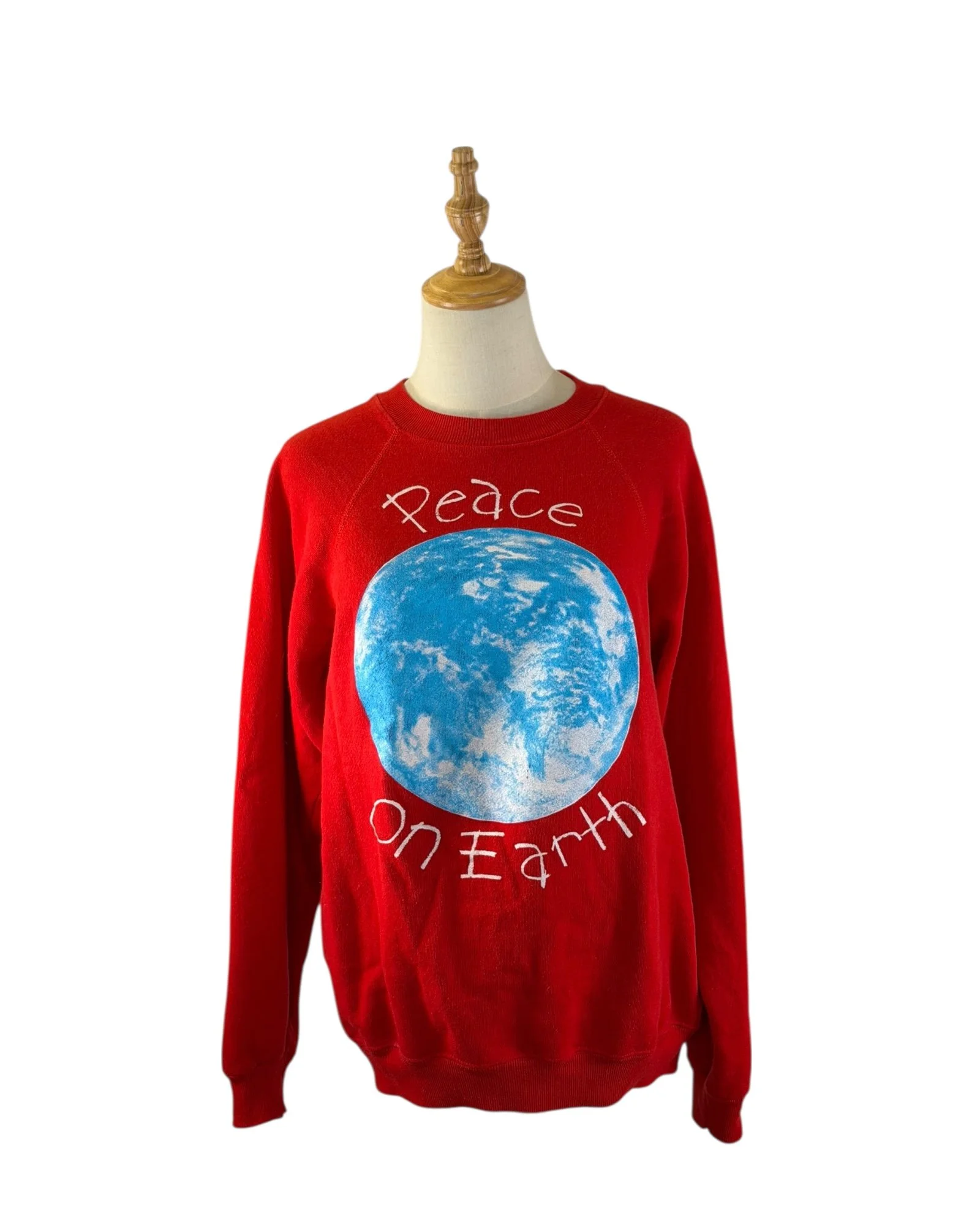 Vintage 80s/90s Red Peace on Earth Crewneck Sweatshirt