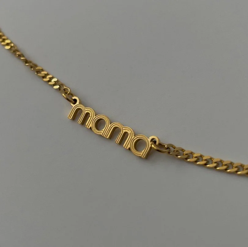 18k Gold Plated Mama Name Necklace, 18" Long