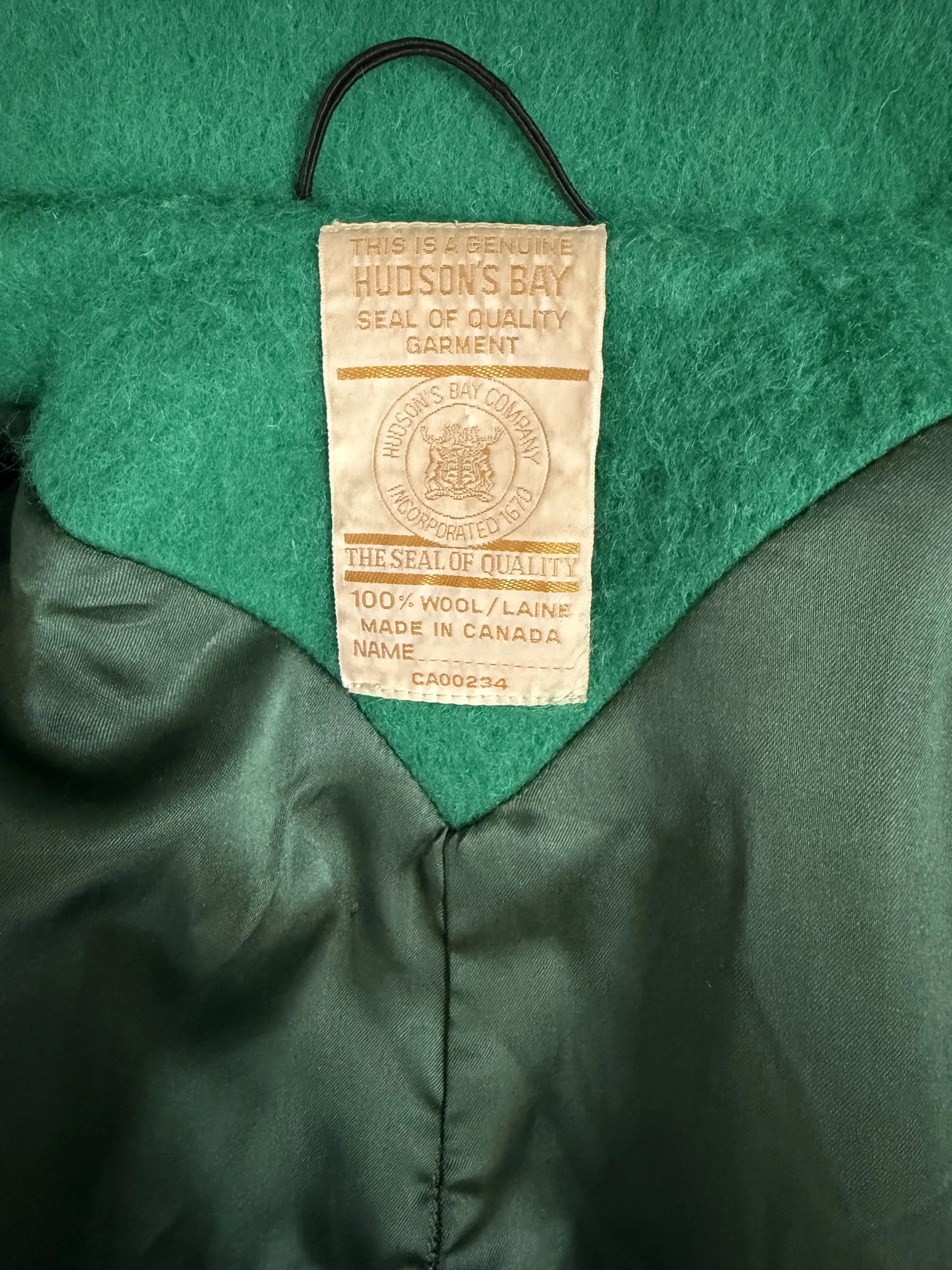 Hudson's Bay Point Blanket Coat Green (4).jpeg