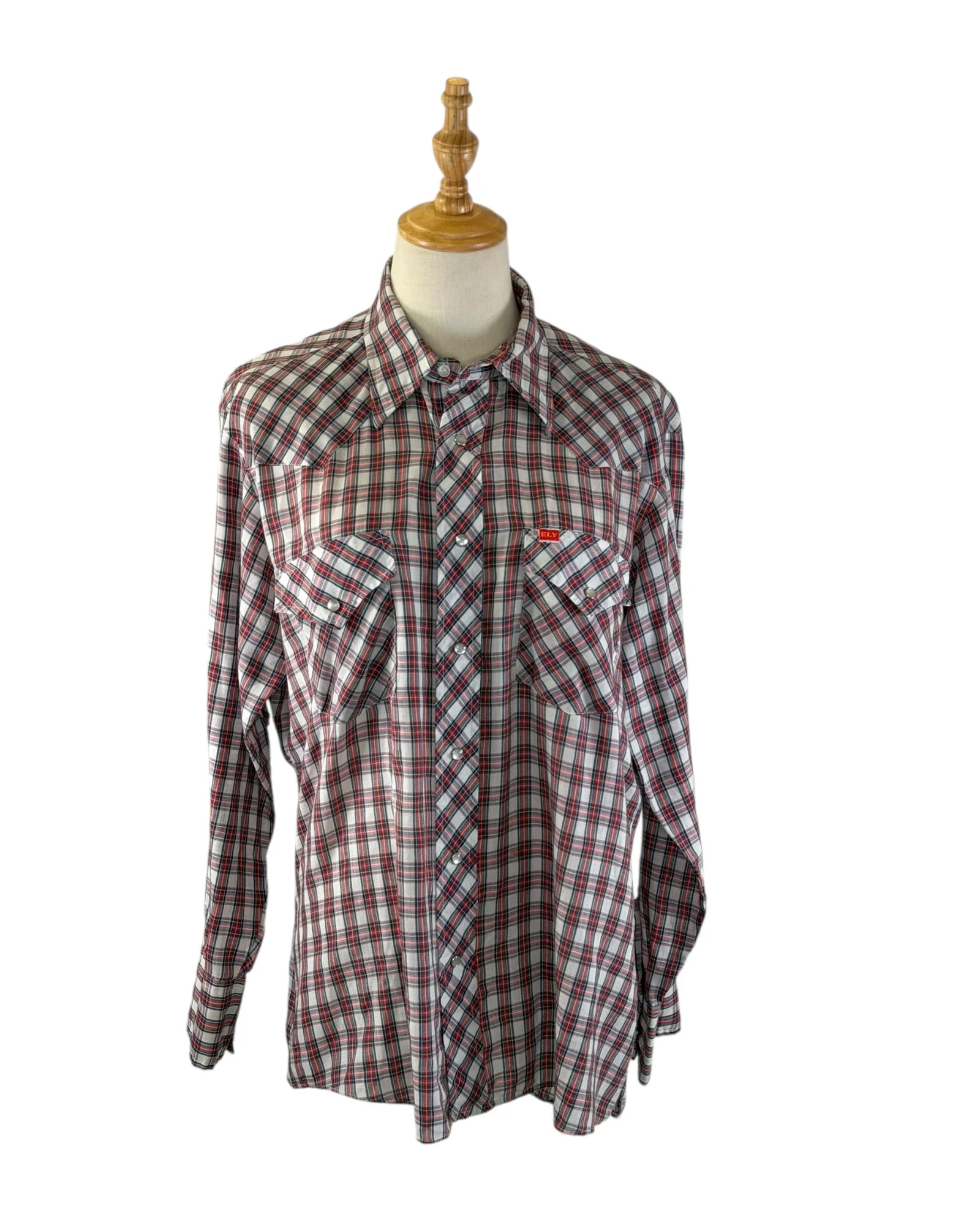 Vintage 70s Ely Wagon Boss Plaid Western Shirt
