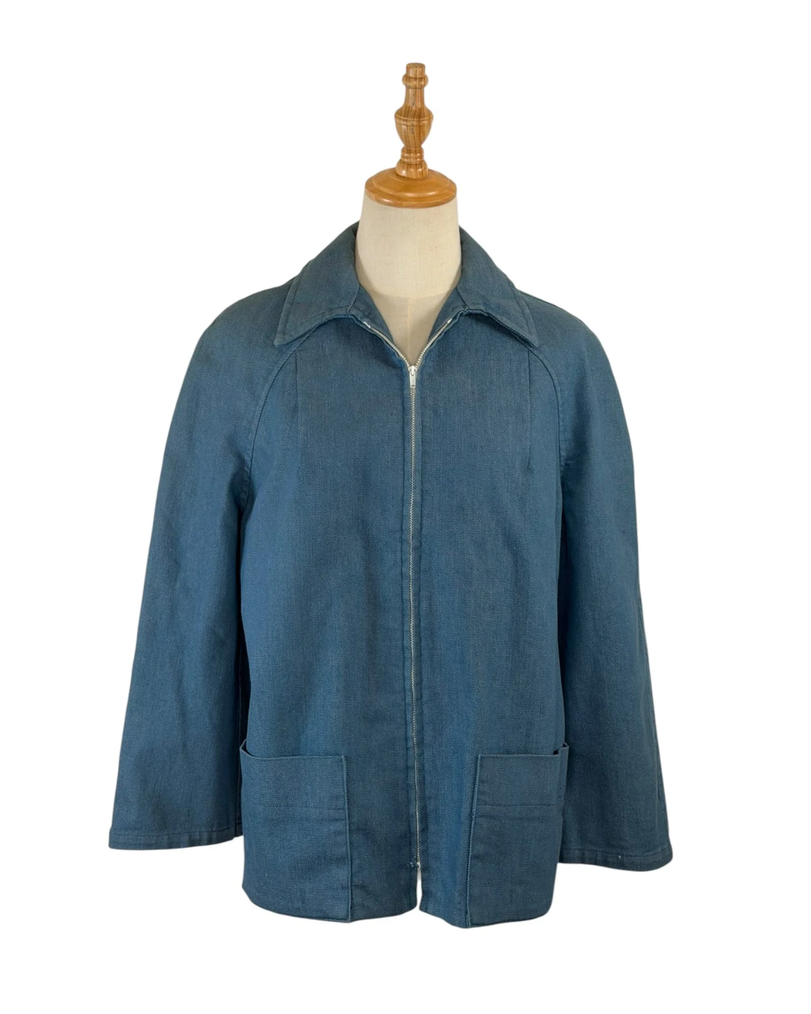 Vintage 60s Handmade Denim Zip Up Chore Jacket