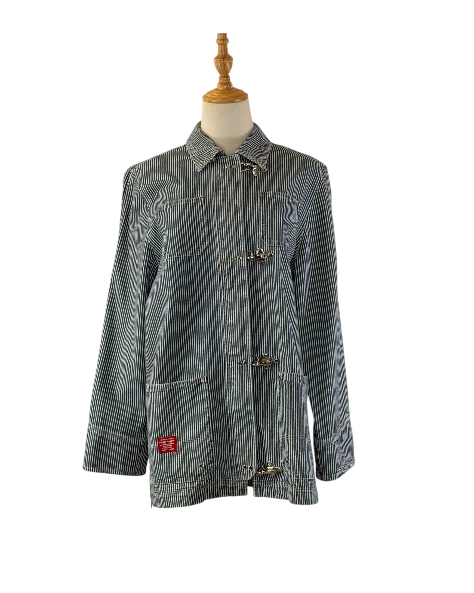 Rare Vintage Y2K Lauren Jeans Co. Ralph Lauren Hickory Stripe Fireman Chore Coat, Med