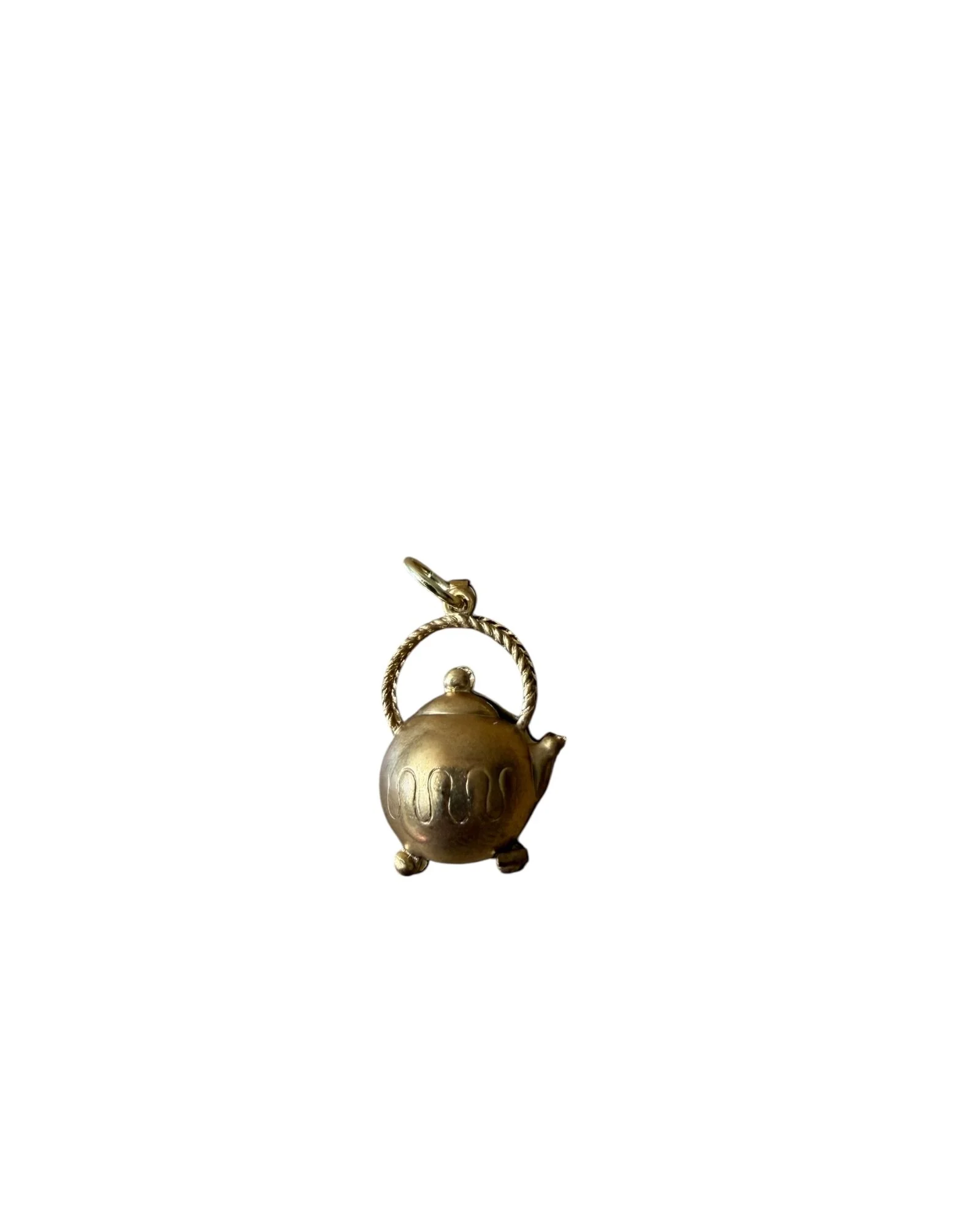 Vintage 3-D Tea Kettle Brass Charm