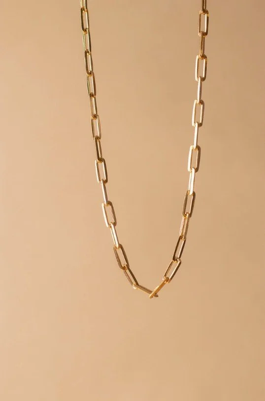 18k Gold Filled Paperclip Chain, 5mm Width, 18" Long