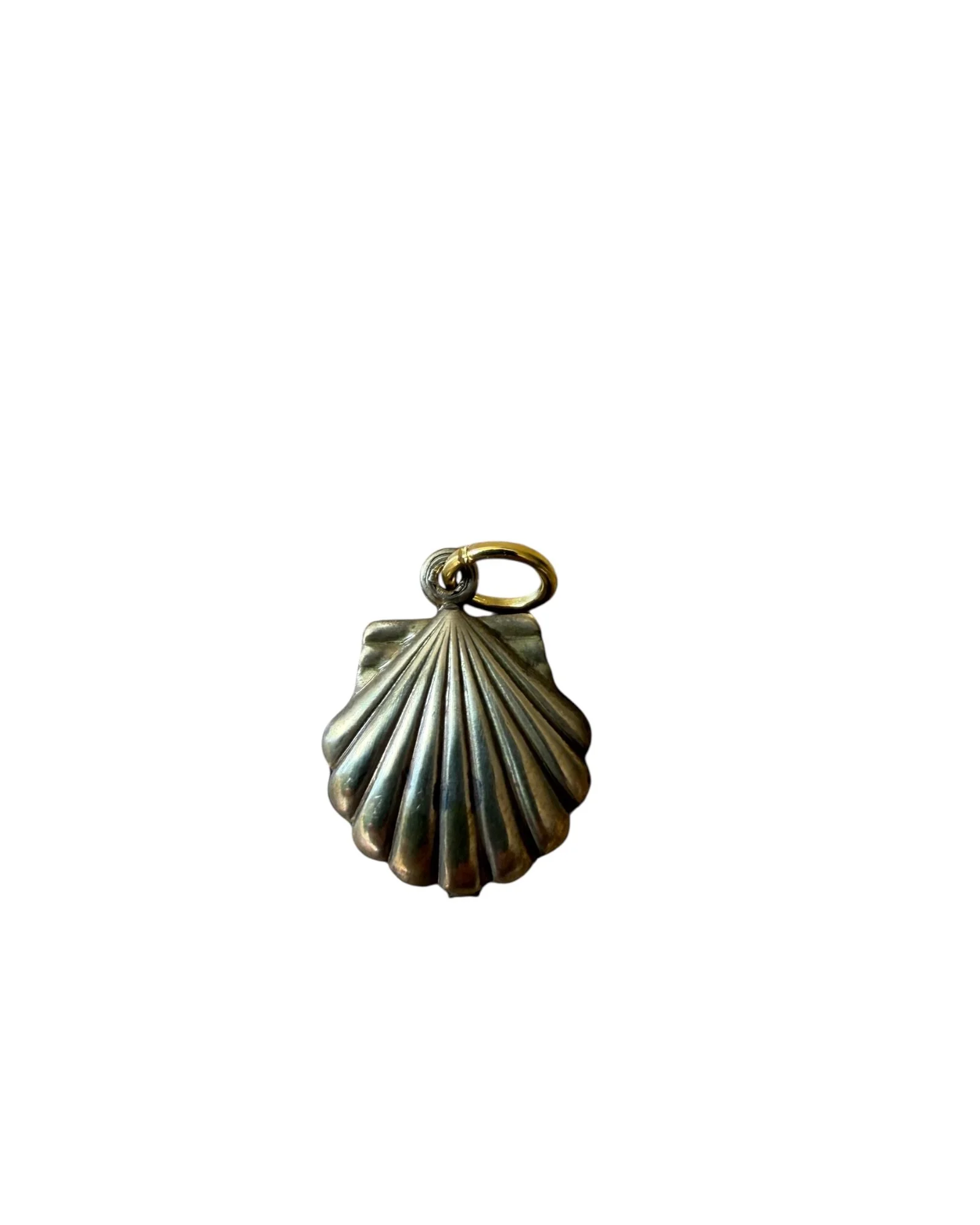 Vintage Puffy Seashell Brass Charm