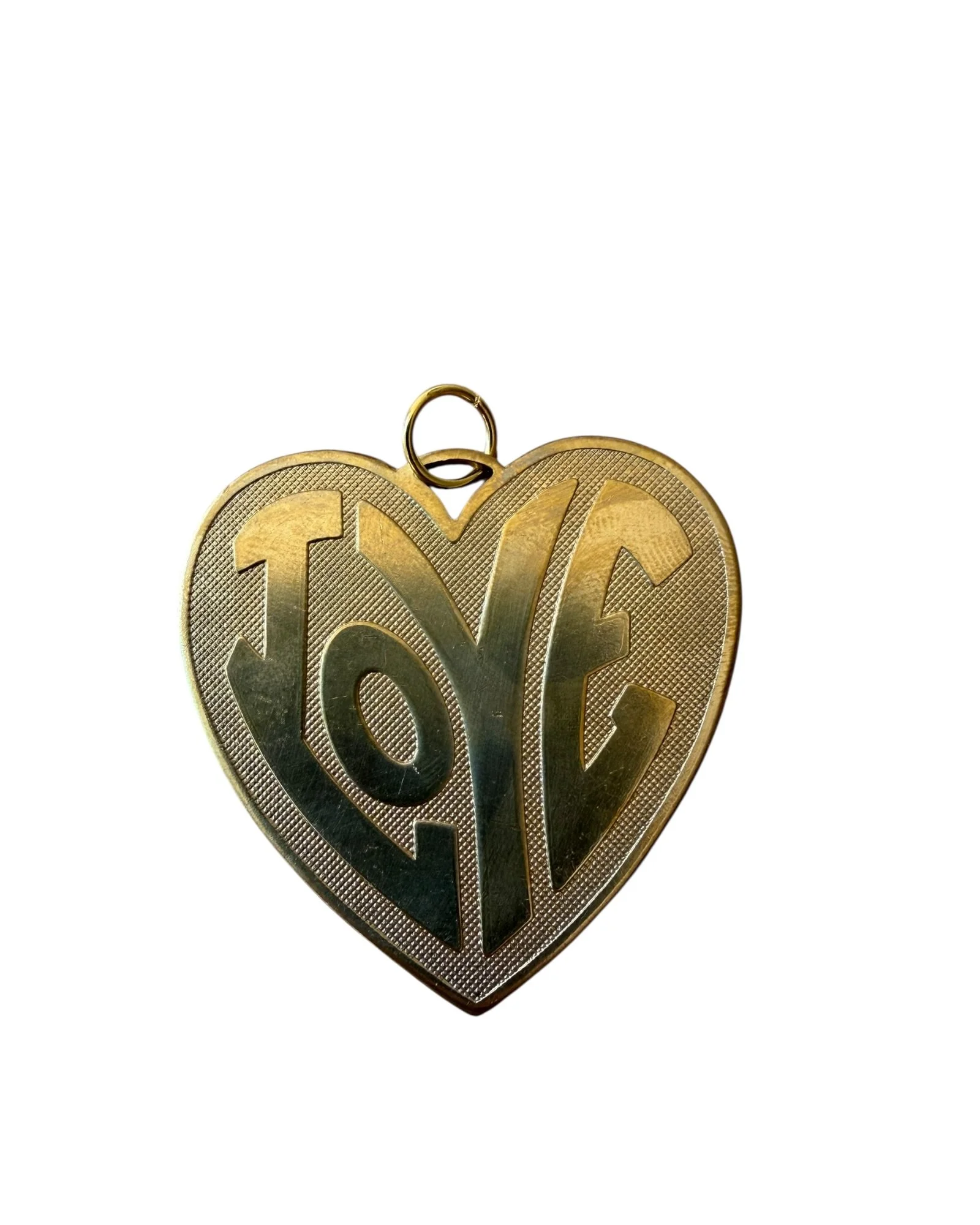 Vintage Large Heart Love Brass Charm