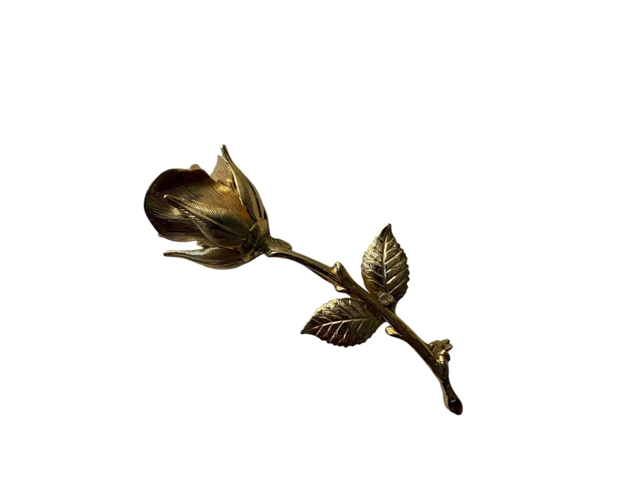 Vintage 60s Gold Toned Rose Brooch