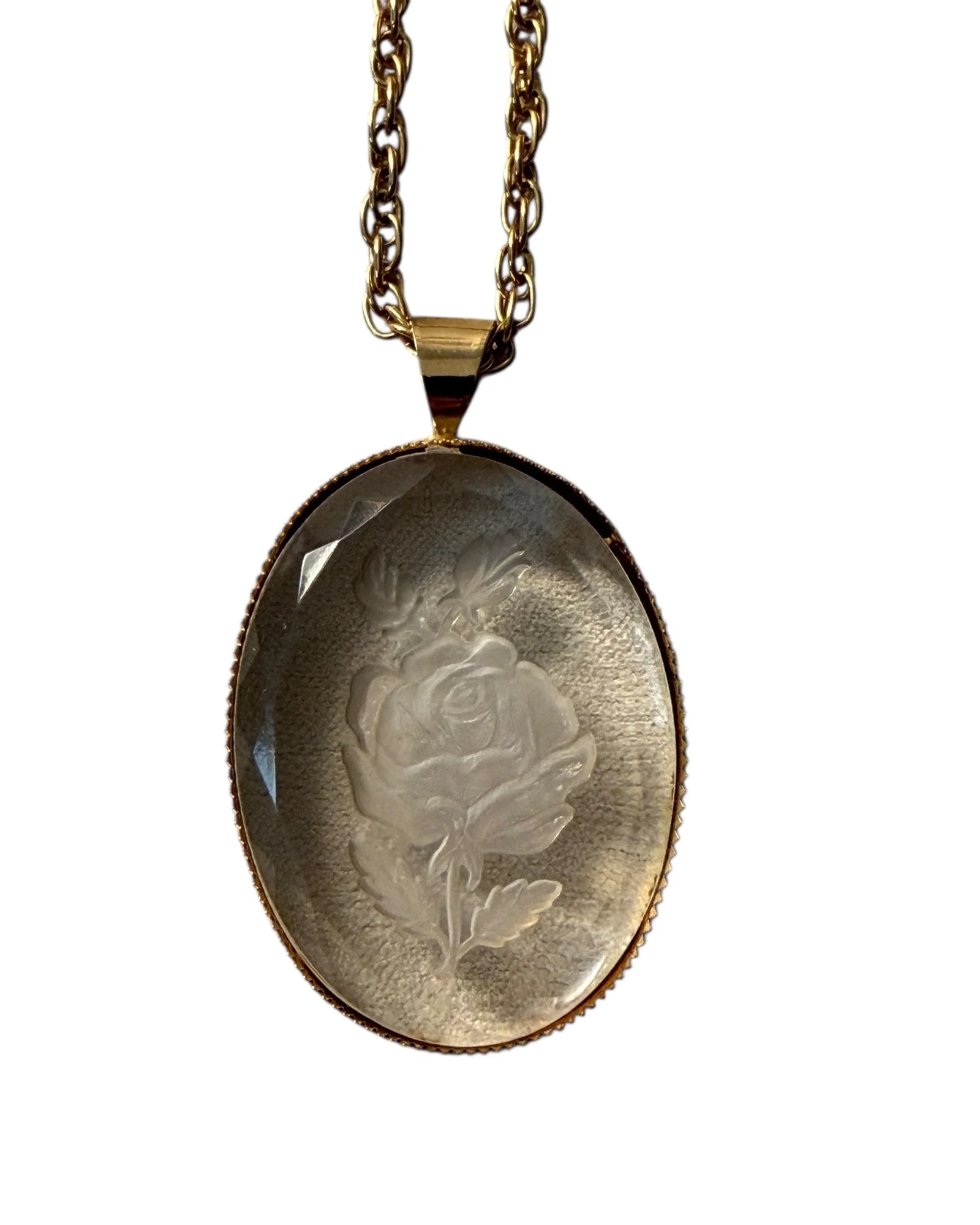 Vintage 1970s Lucite Rose Necklace