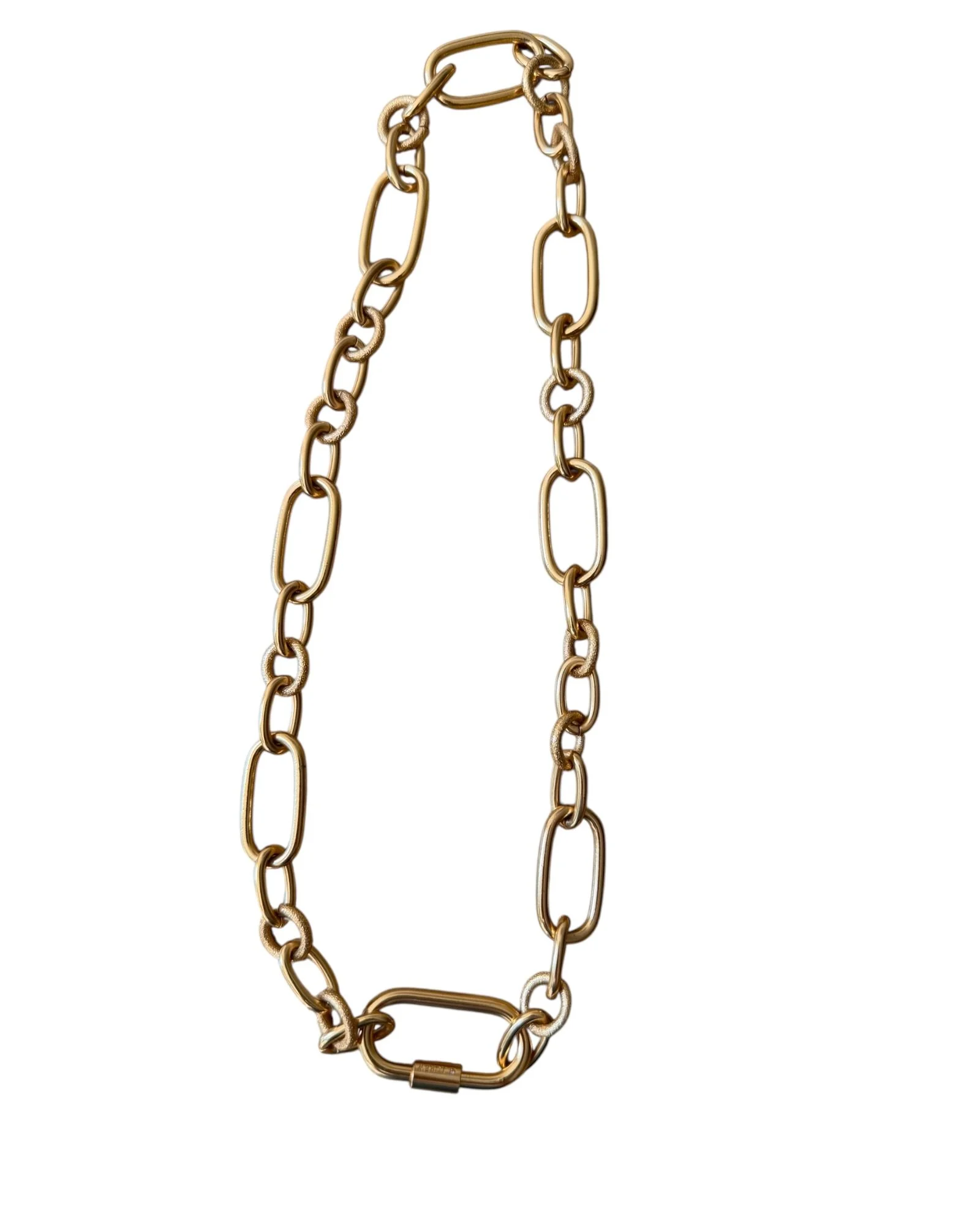 J.Crew Gold Toned Mixed Link Carabiner Chain Necklace, 22" Long