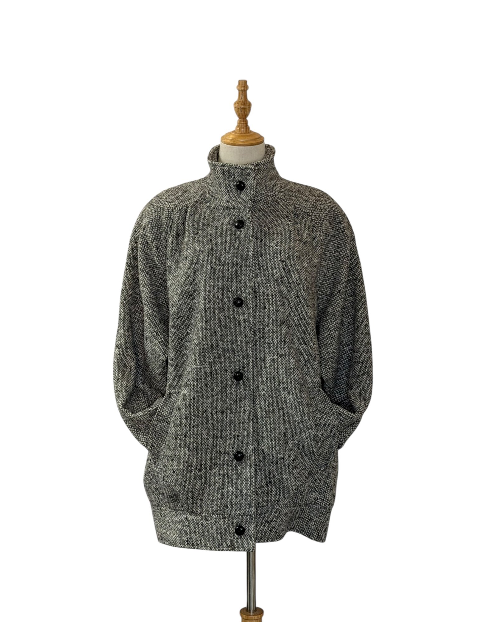 Vintage 1950s/1960s Black & White 100% Wool Tweed Ferncroft Coat