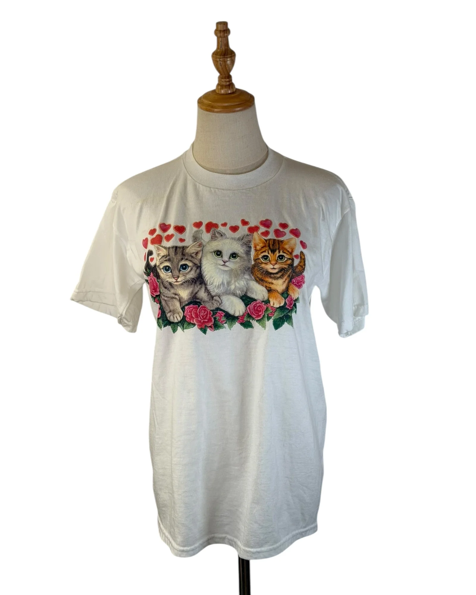 Vintage 90s White Kitten Love T-Shirt