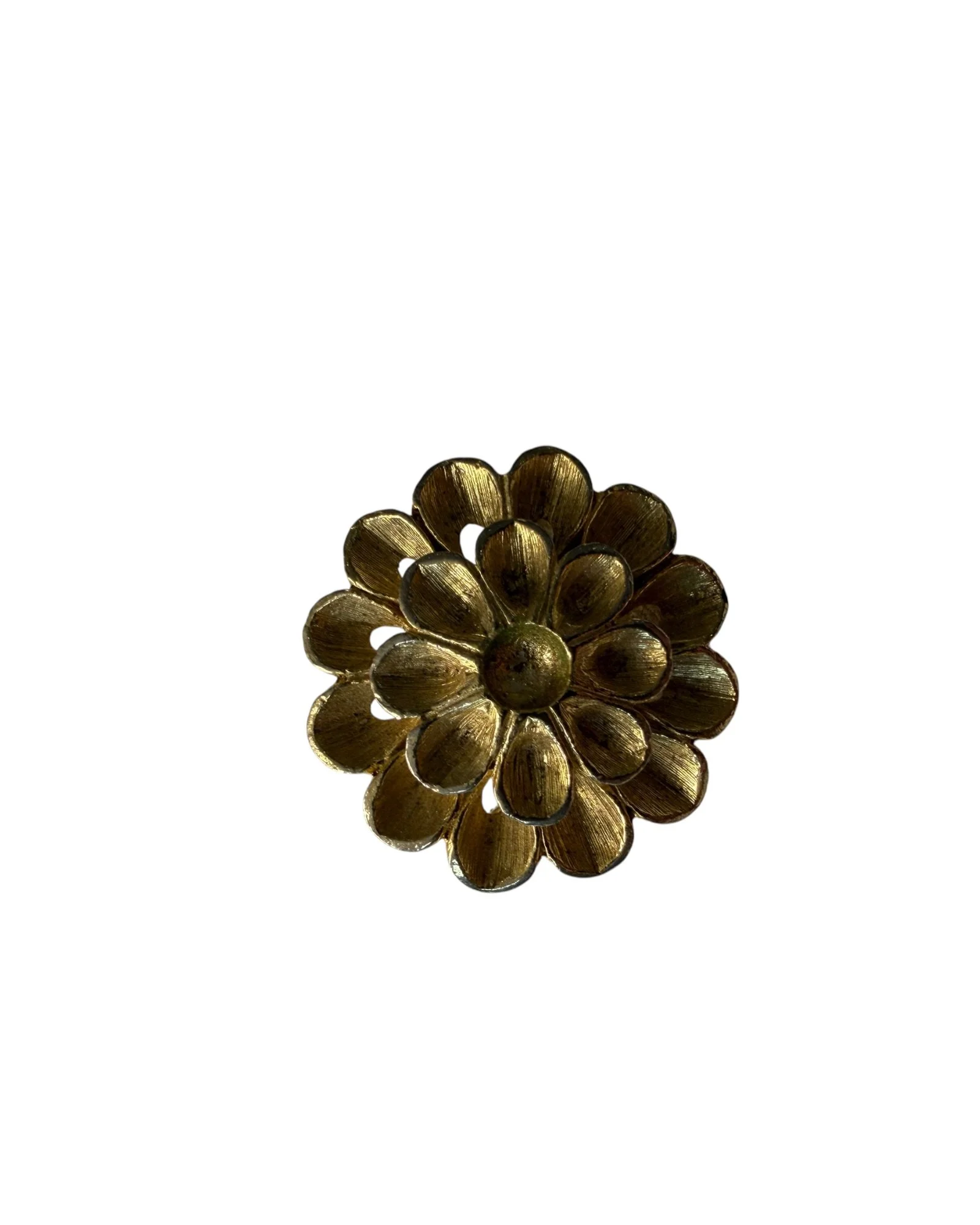 Vintage Gold Toned Flower Brooch