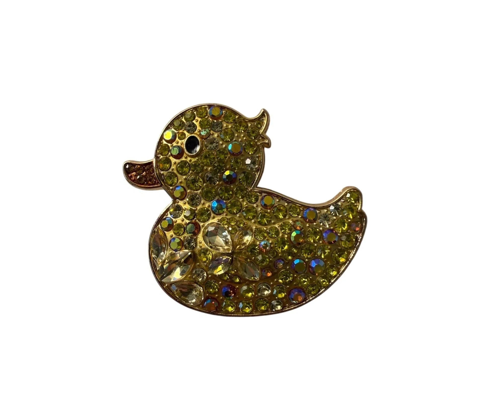 Yellow Rhinestone Ducky Brooch