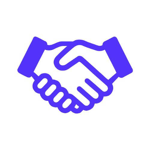 Icon of two hands shaking, representing partnership or agreement.