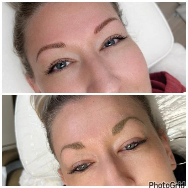 Example of nanoblading combo brow shaping fix