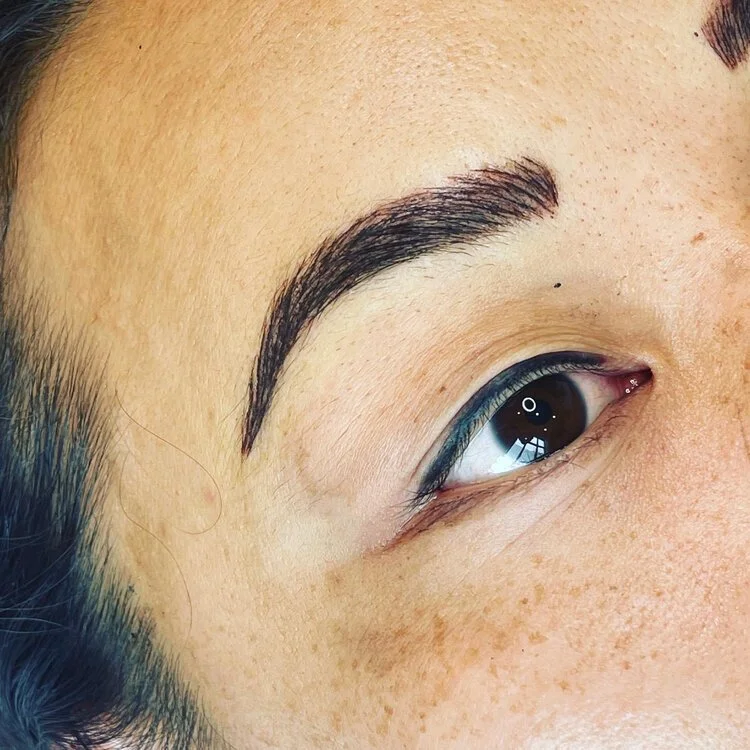 Microblading for dark, thicker hair types