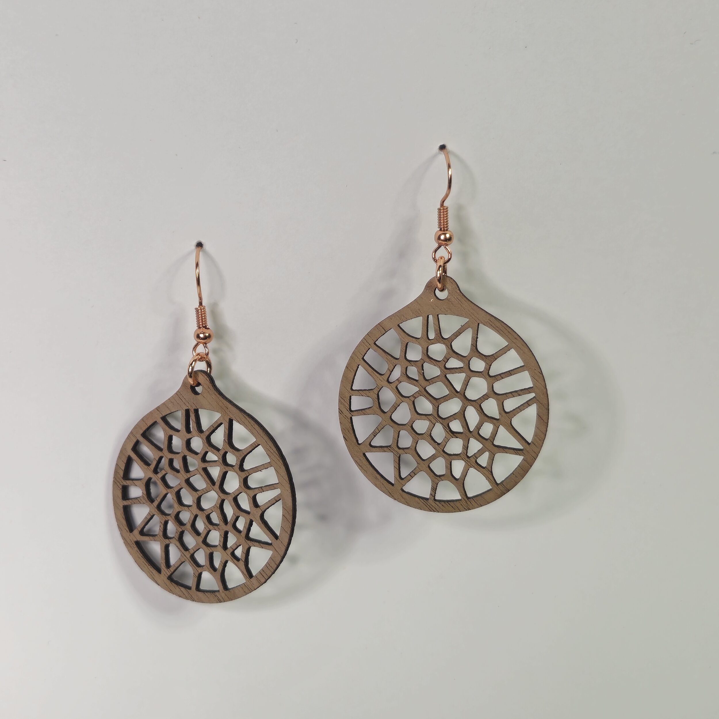 Wood Voronoi Framed Earrings