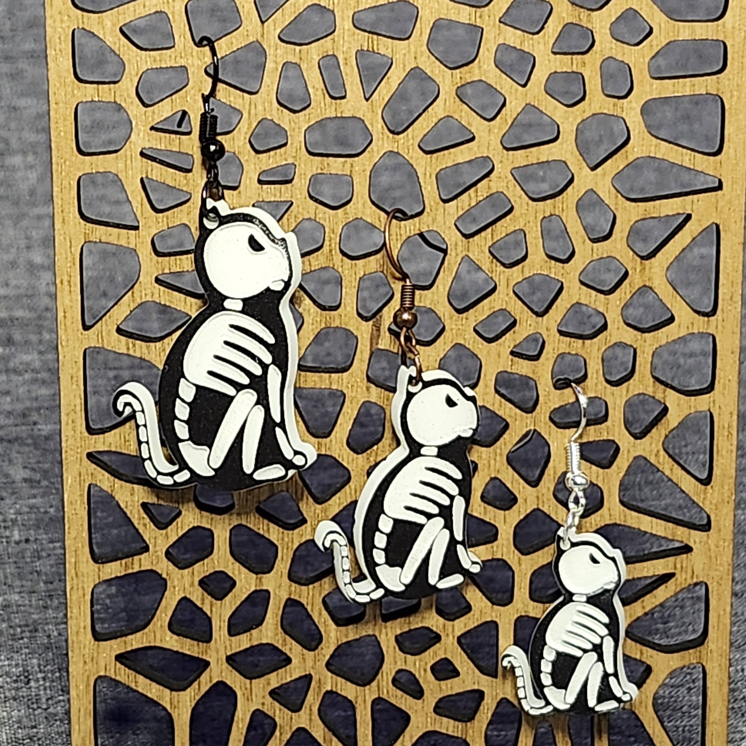 Skeleton Cat Earrings