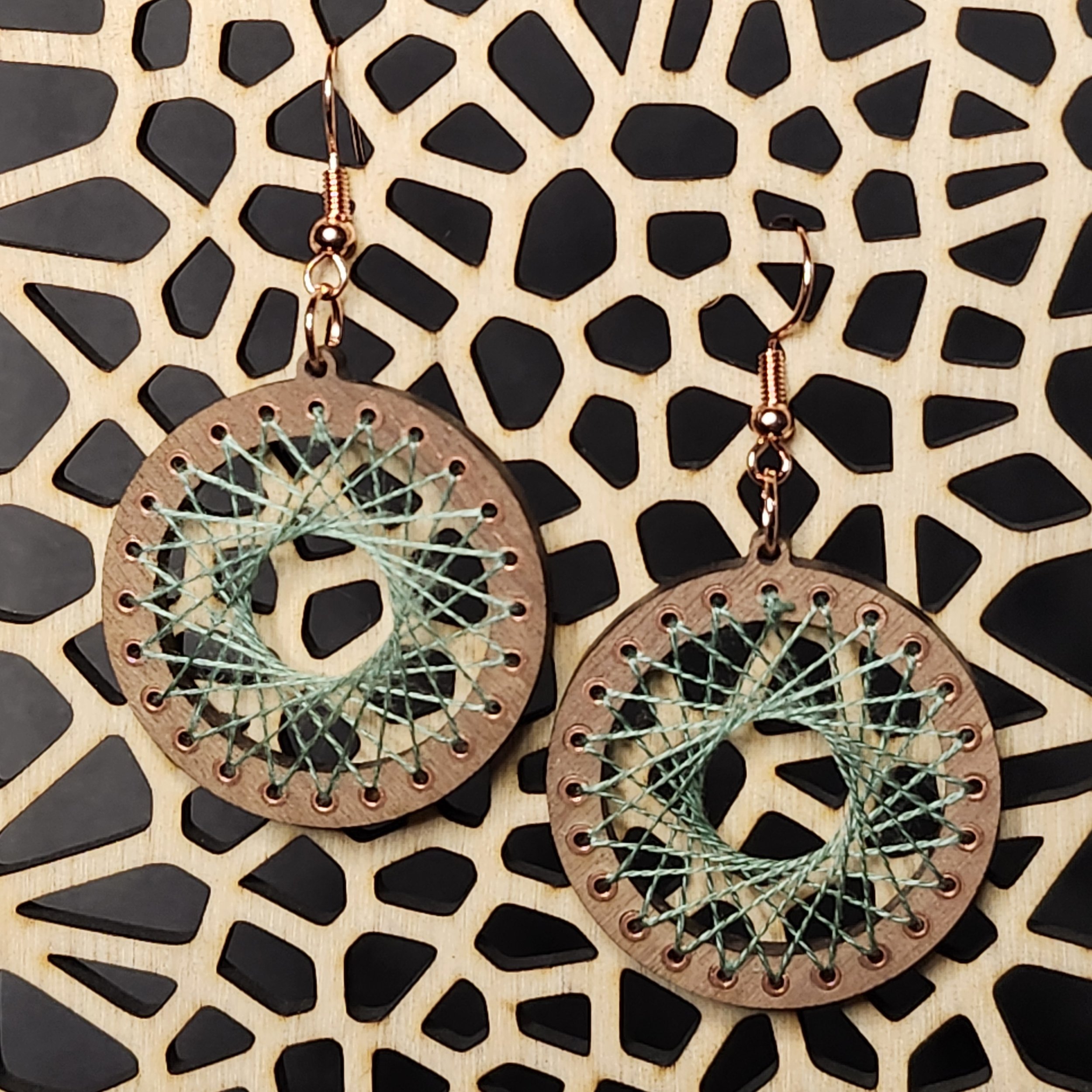 Copper Inlaid String Art Earrings