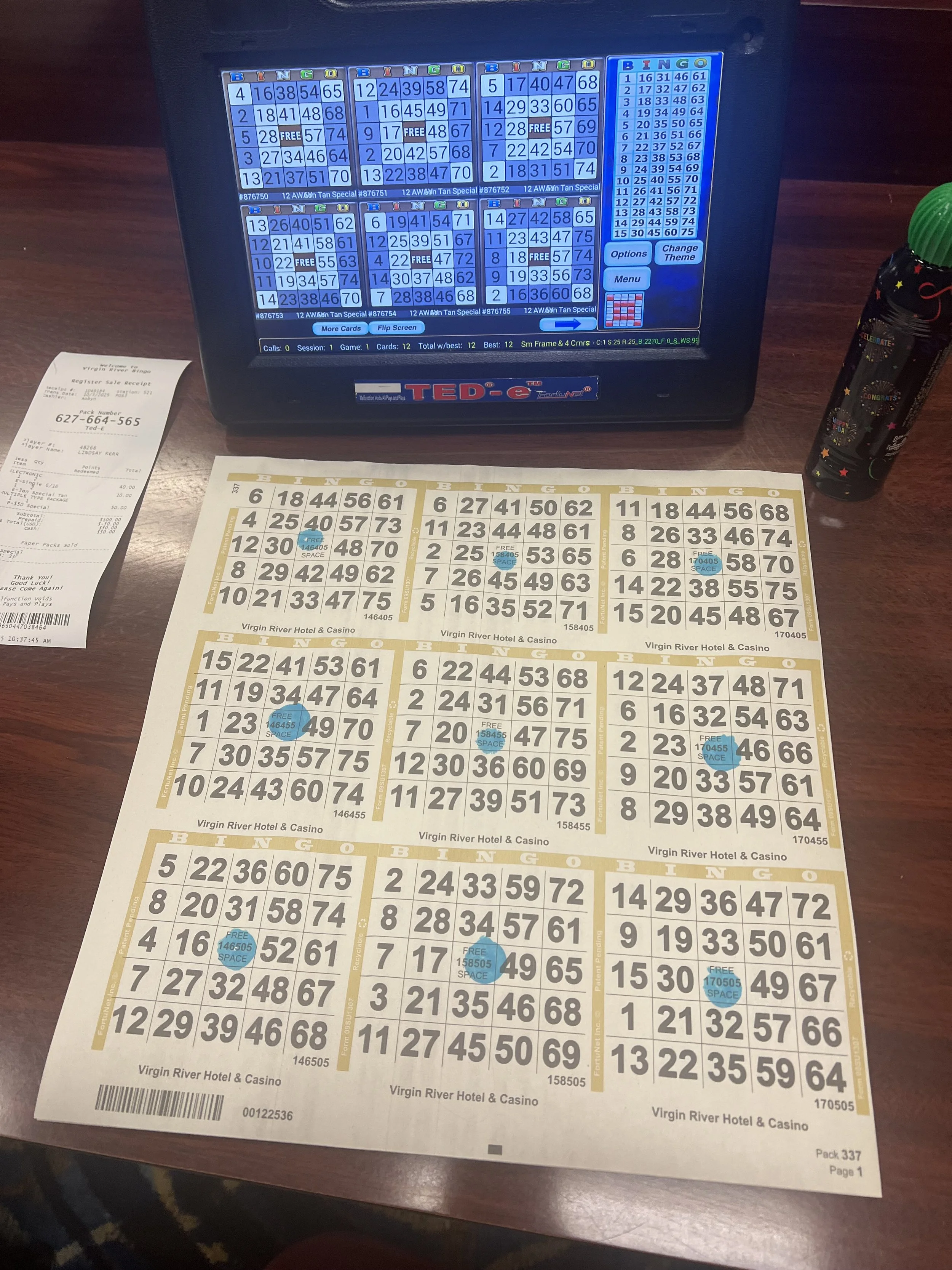 Bingo cards used in a Bingo tournament