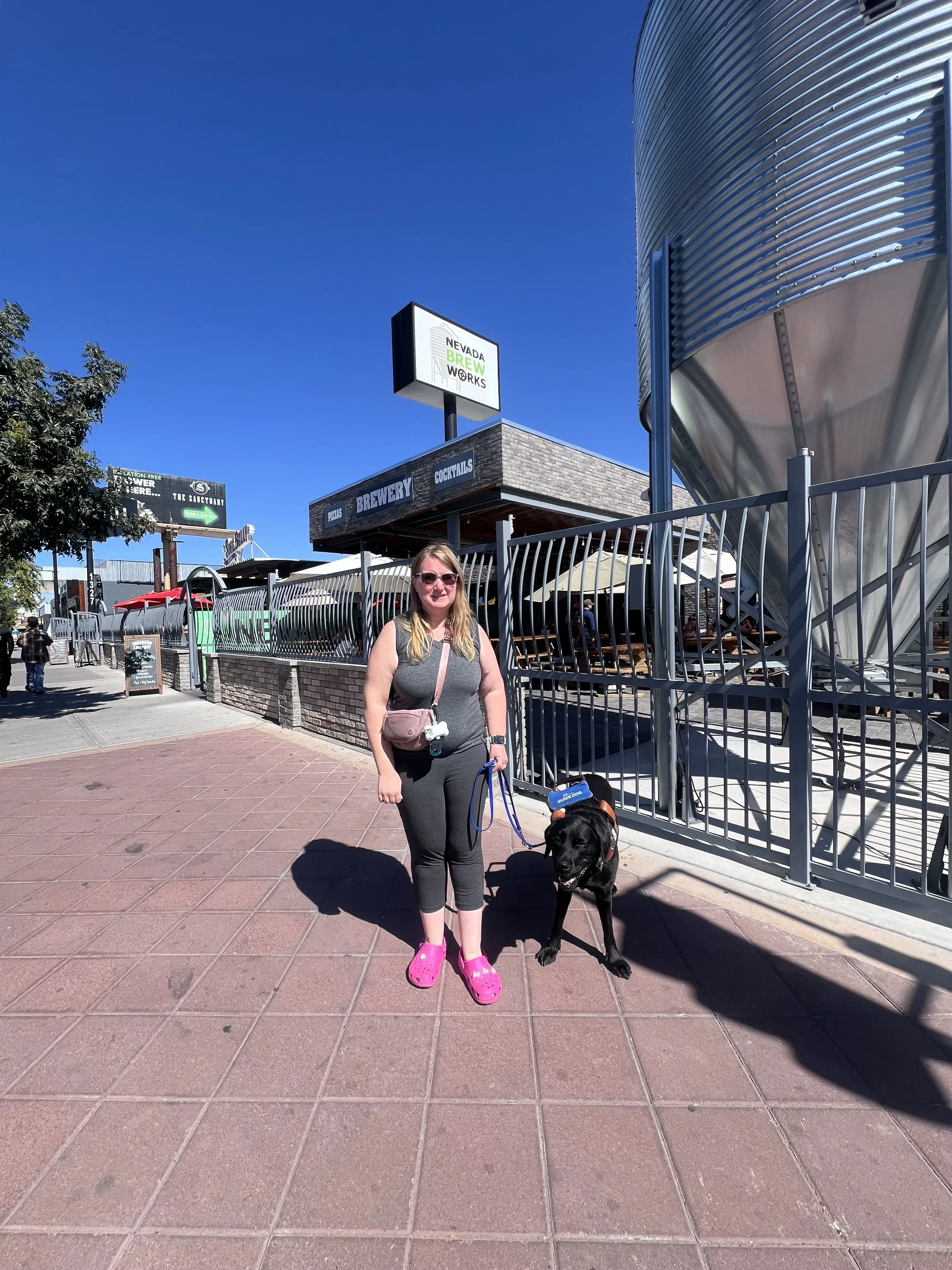 Lindsay and Eve under the Nevada Brew Works sign.