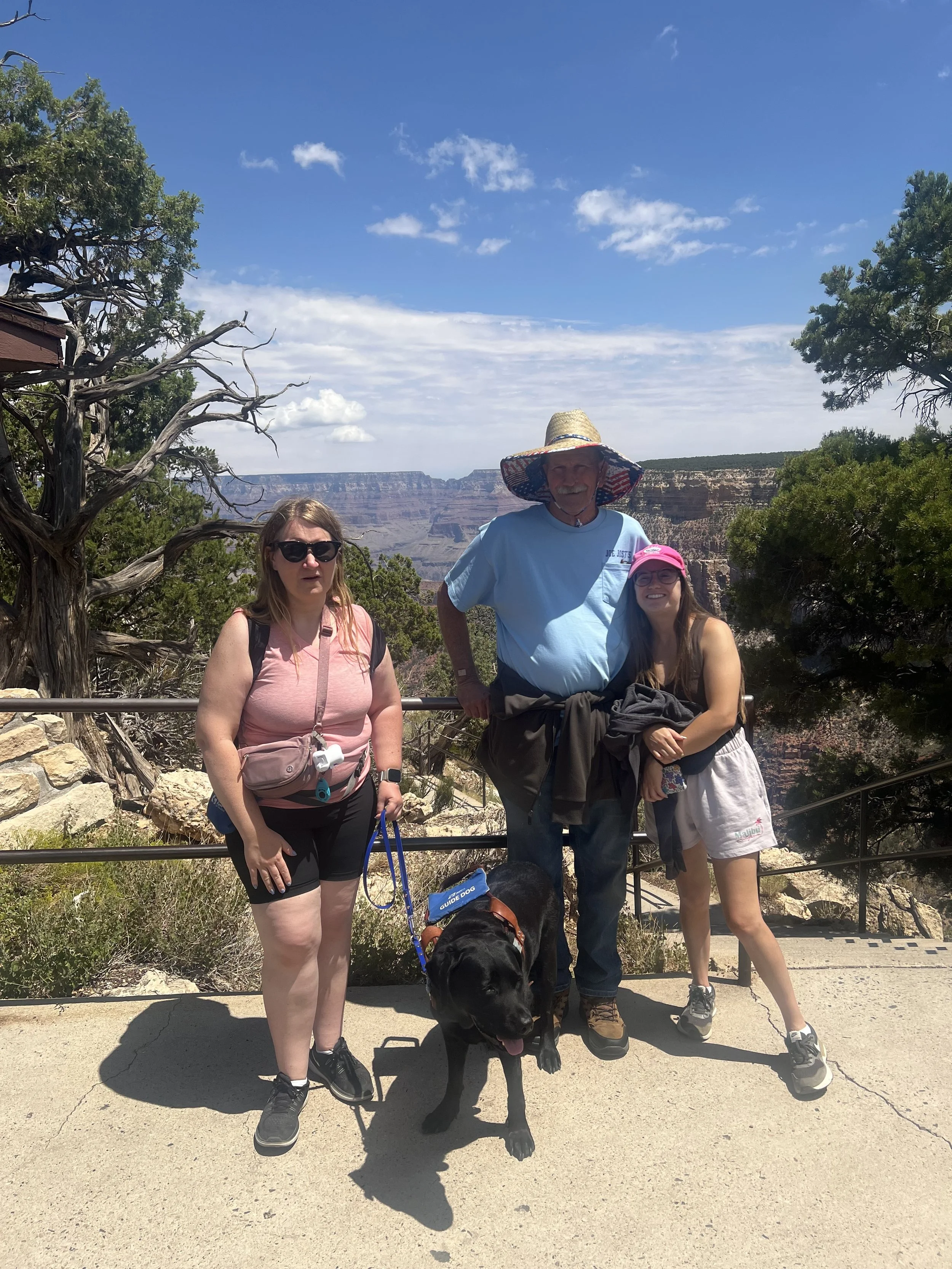 Lindsay, Eve Leslie, and their dad in the Grand Canyon.