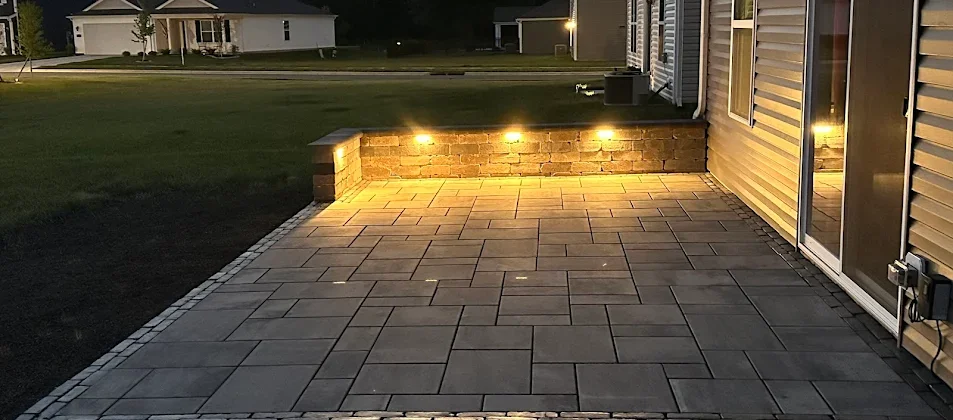 Unilock Paver Patio With Patio Lighting