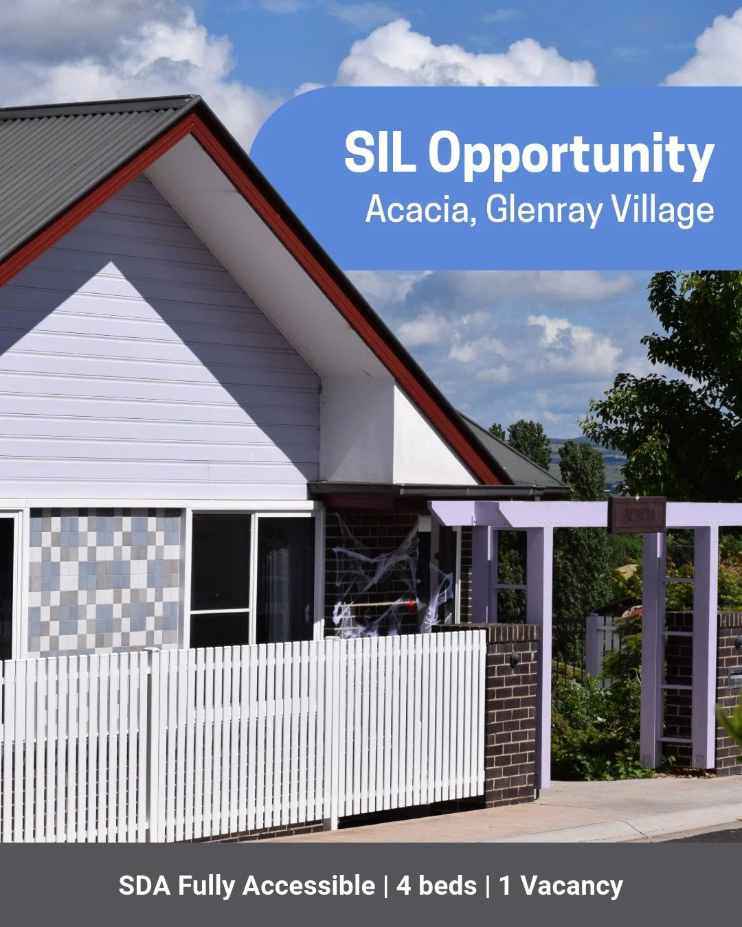 Fantastic opportunity to join our Glenray Village community! 🏘️ 

We currently have 1 room available in Acacia house, a modern 4-bedroom SDA home with updated kitchen and accessible bathrooms. Unwind and take in the panoramic views of Bathurst from 