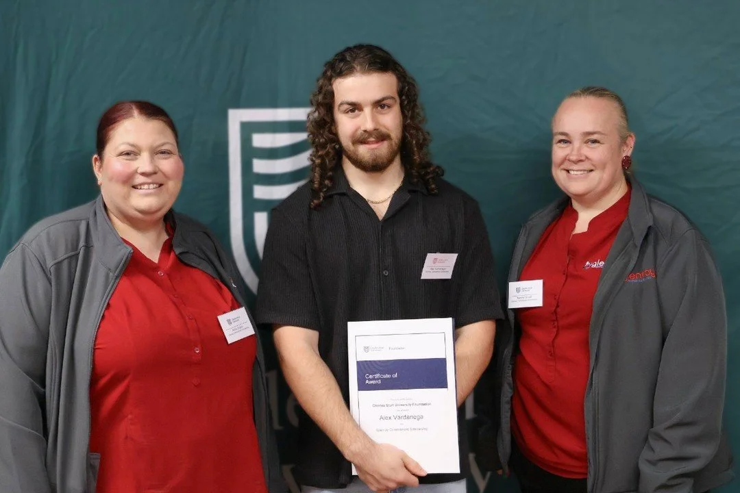 Recently, Glenray attended the Charles Sturt University Scholarship Ceremony in Orange to present the 2026 Glenray Commitment Scholarship to first-year Physiotherapy student, Alex Vardanega.

We spoke with Alex about what receiving the scholarship me