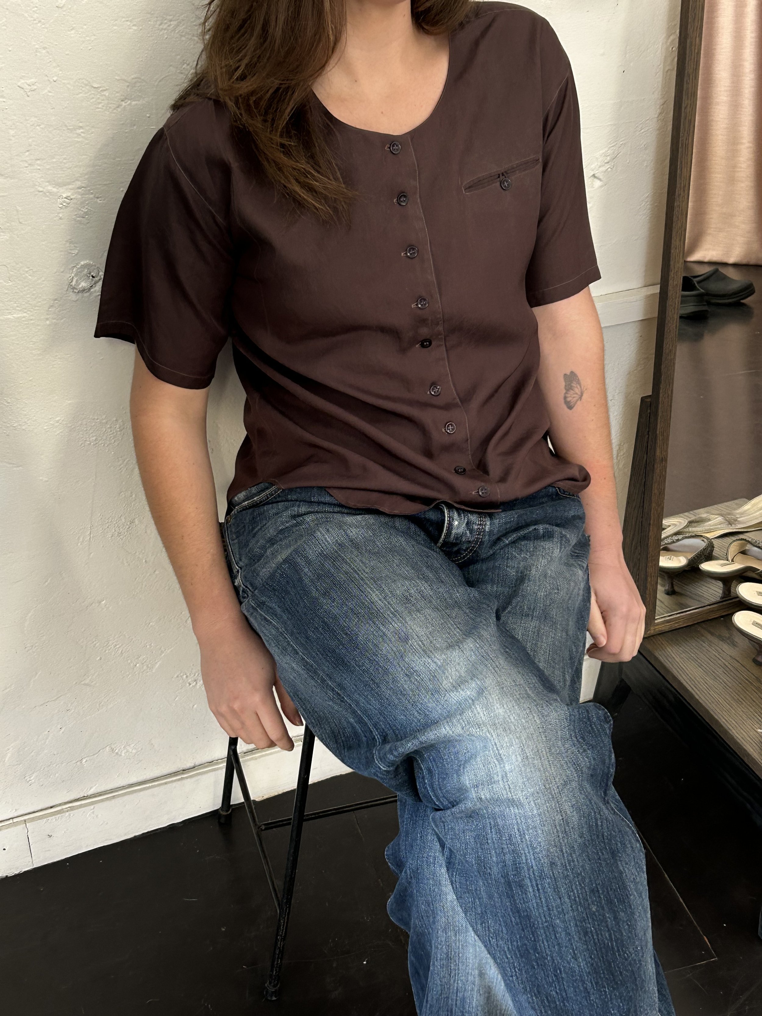 Brown Silk Top