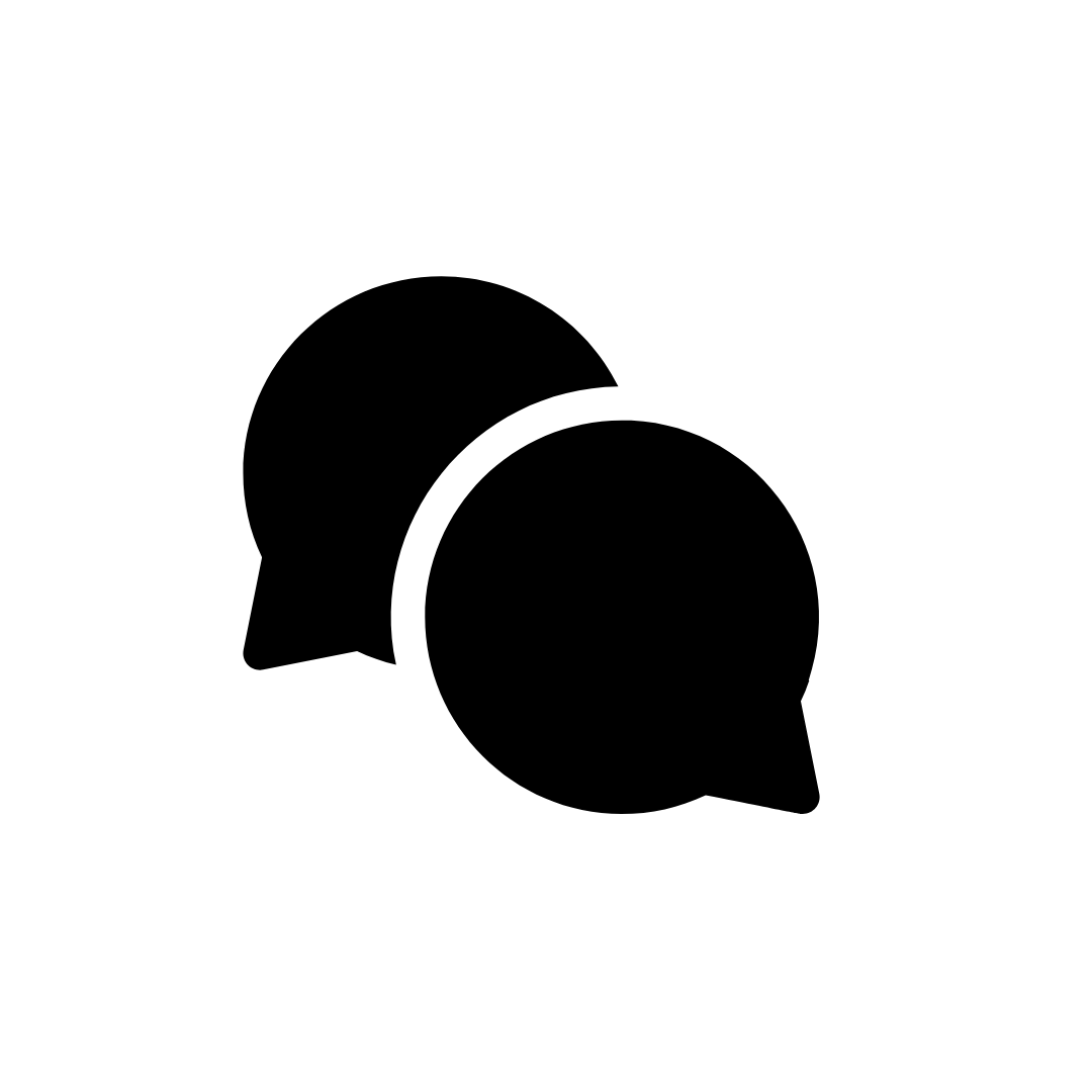 Icon of two overlapping speech bubbles.
