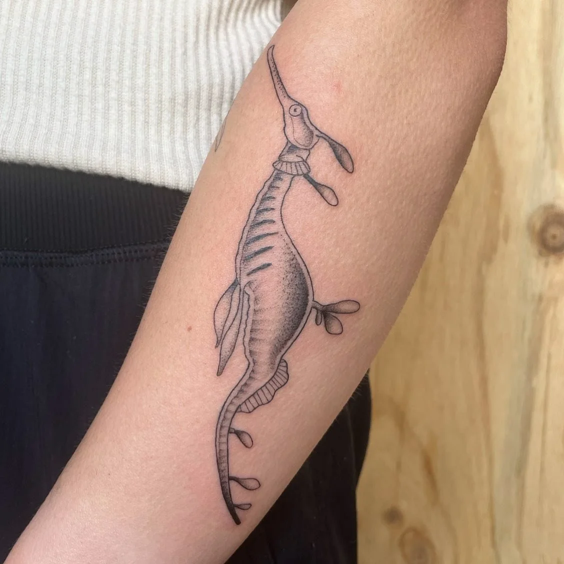 Weedy sea dragon from a little while back ✨ still would love to tattoo some more cute sea critters! 

#adelaidetattoos#neotraditonaltattoos #flash #armtattoo #armtattoos #lineworkers  #blackworktattoo #blackworkers #flashart #tattooideas #tattooflash