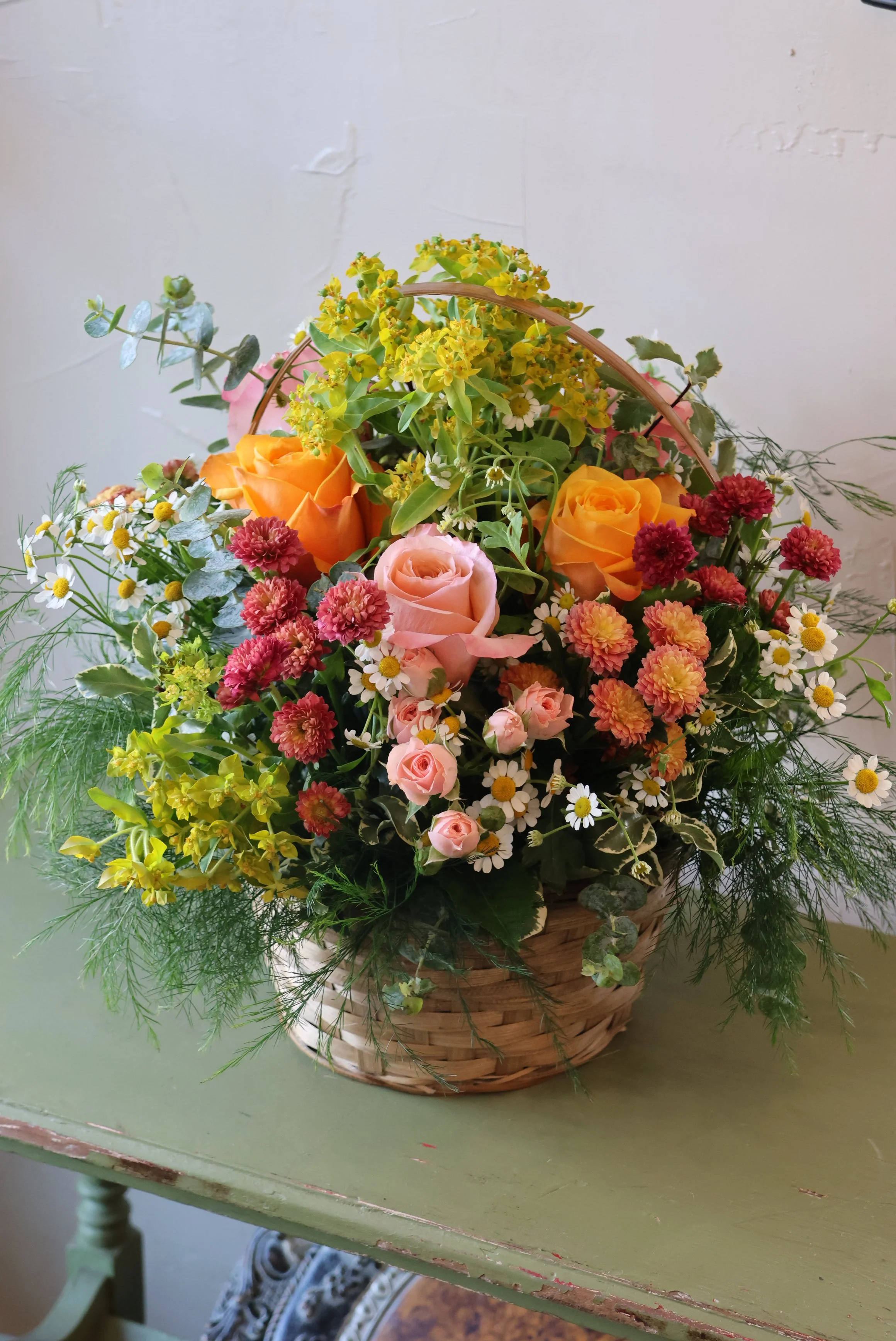 Flower Basket Arrangement | Shades of Petals | Tarzana flowershop