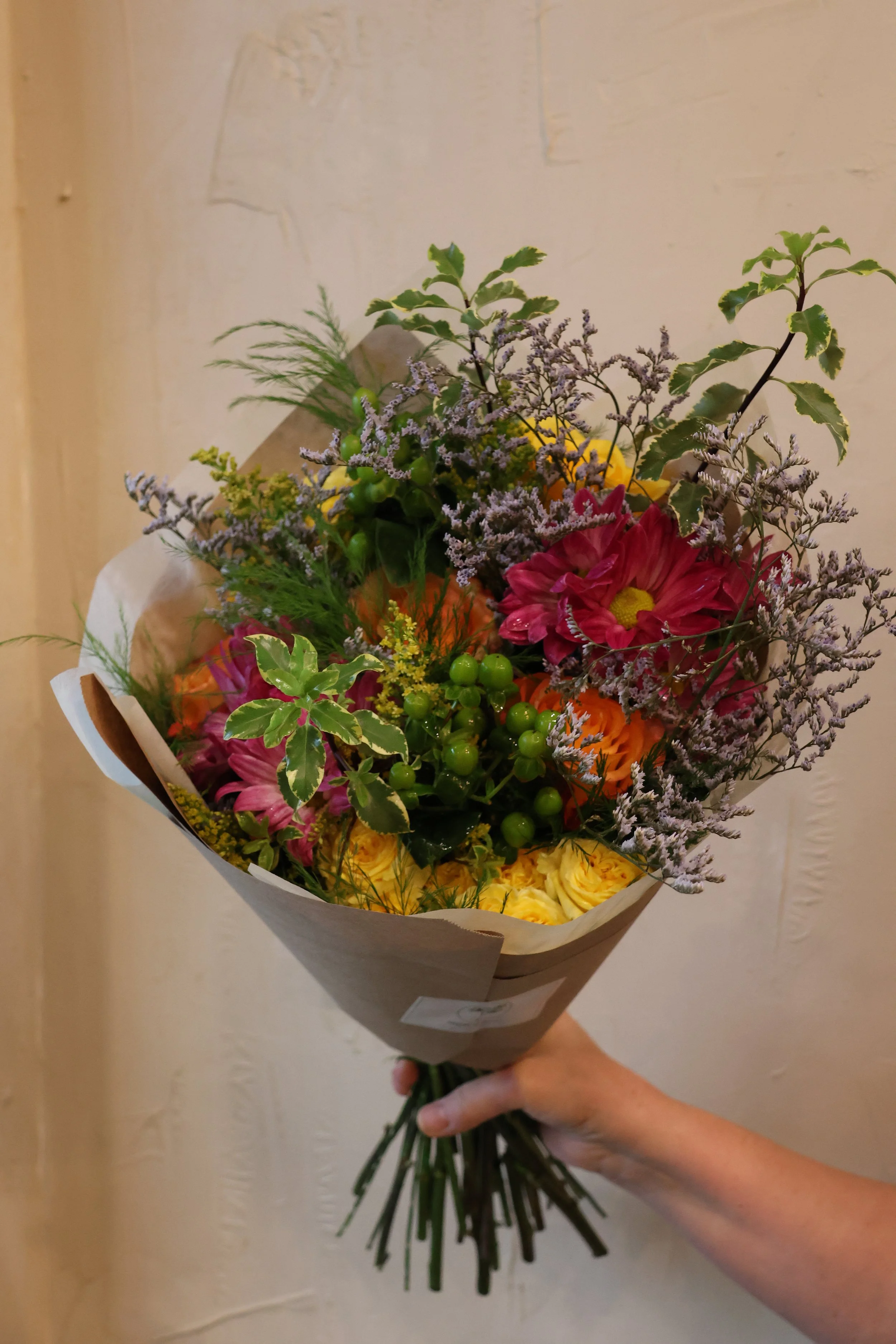 Small Designer's Choice Kraft Wrapped Bouquet | Shades of Petals | Flower Arrangement in Tarzana