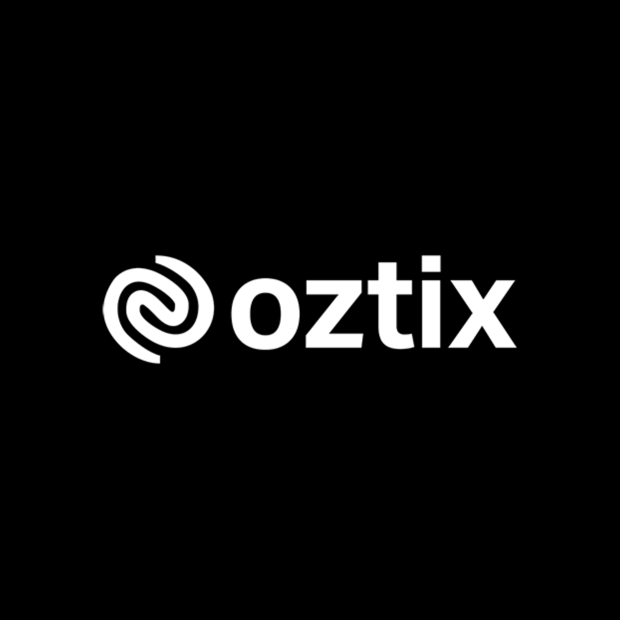 Oztix logo in black and white