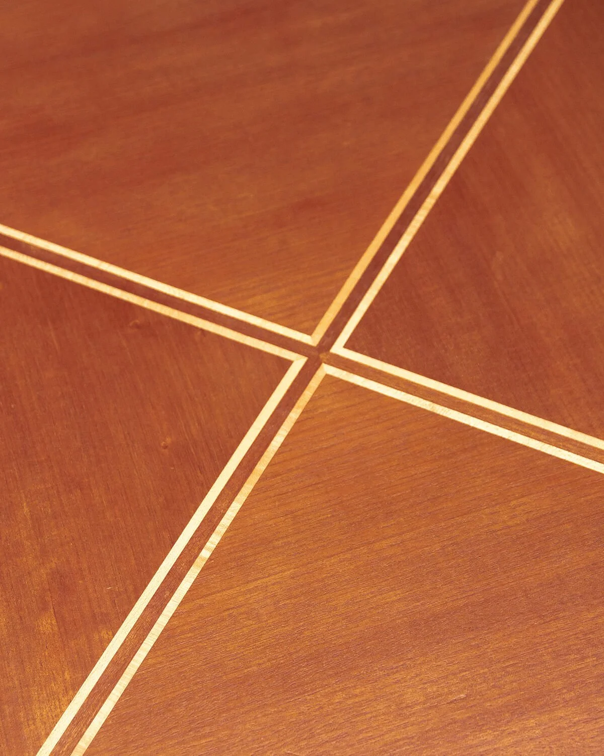 vintage mid-century dining table  Art Deco dining table  solid wood dining table  geometric veneer inlay  fruitwood veneer  mid-century modern