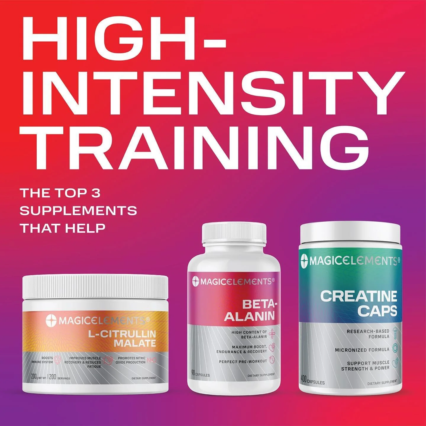 Boost, Build, Endure: Elevate Performance with L-Citrullin, Beta-Alanin, &amp; Creatine!
#magicelements